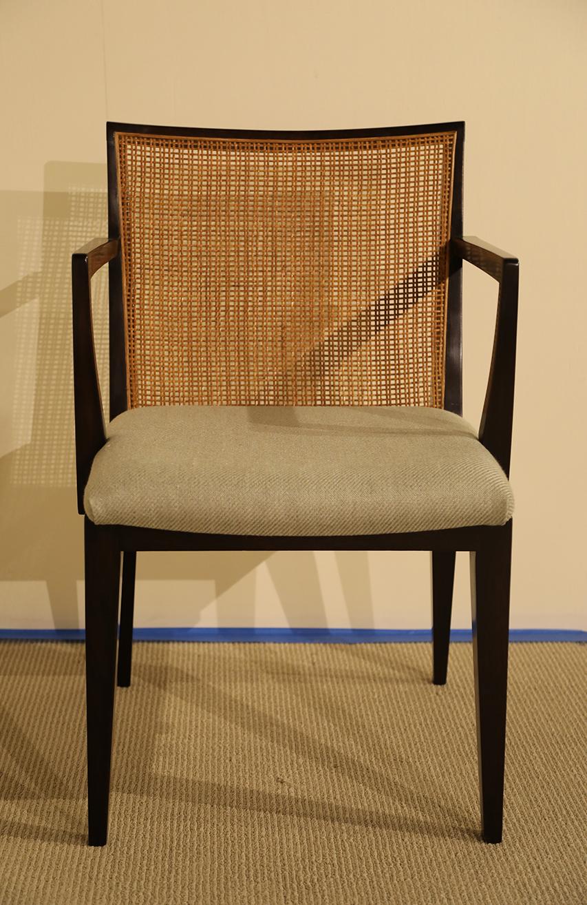 A Set of Six Walnut and Caned Dining Chair designed by Edward Wormley 7