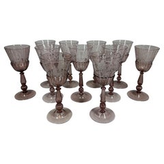 A set of eleven antique Salviati Murano glass stemware