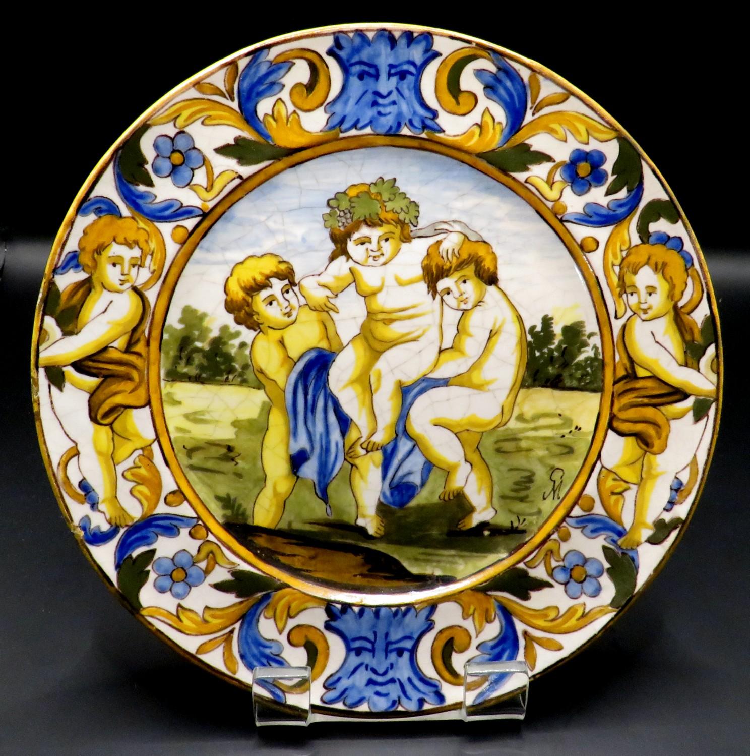 Set of Eleven Hand Decorated Italian Majolica Cabinet Plates, Circa 1920   For Sale 4