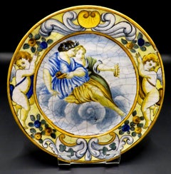 Set of Eleven Hand Decorated Italian Majolica Cabinet Plates, Circa 1920