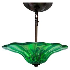 Set of Emerald Green Glass Light Fixtures, Sold Individually