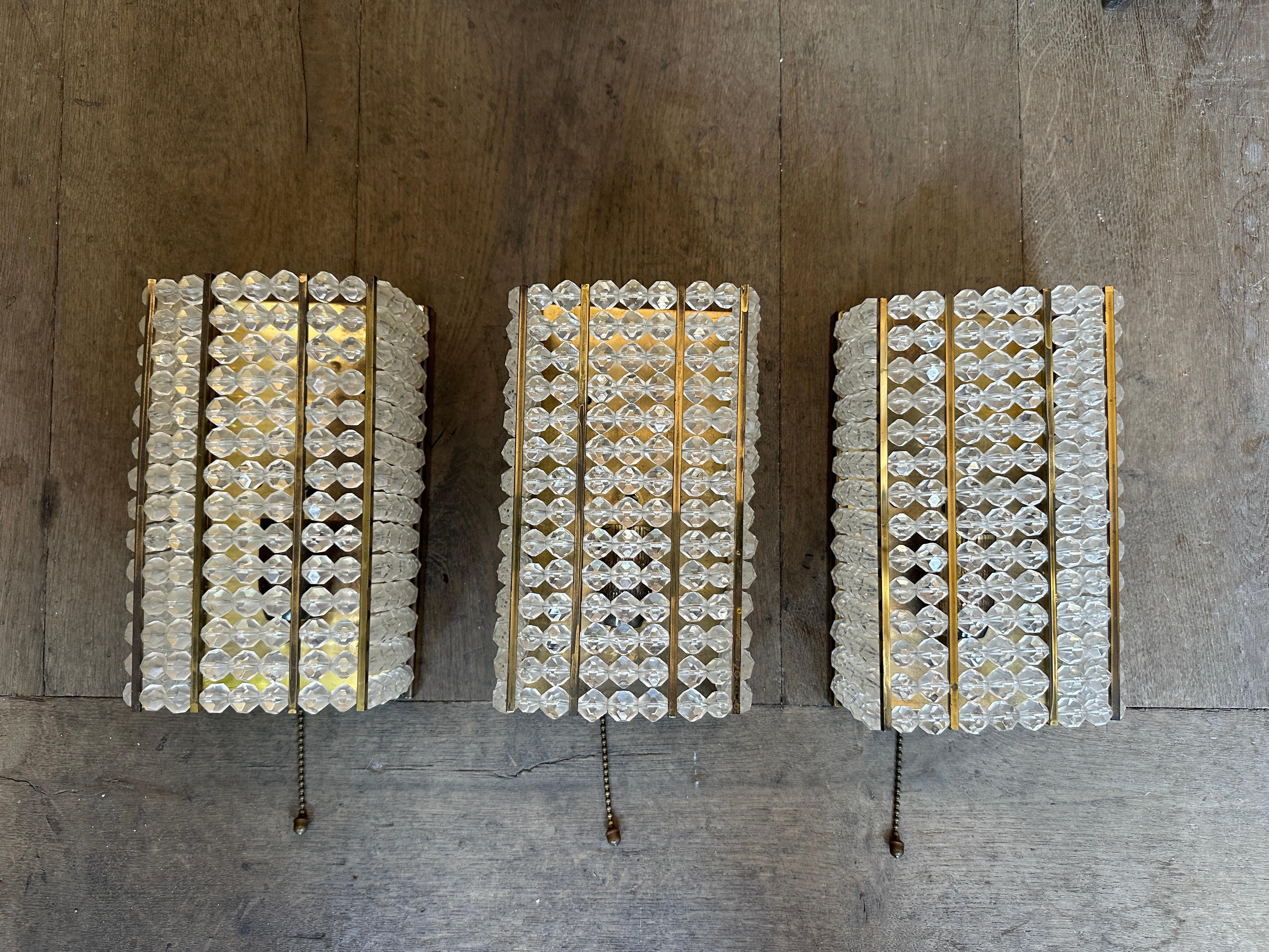 A Set Of Emil Stejnar Brass And Lucite Wall Lights For Sale 2