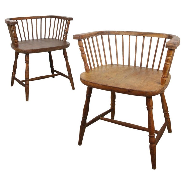 Ensemble de chaises anglaises anciennes à dossier bas Windsor En vente sur  1stDibs