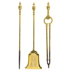 Set of English Cast Brass Fire Tools