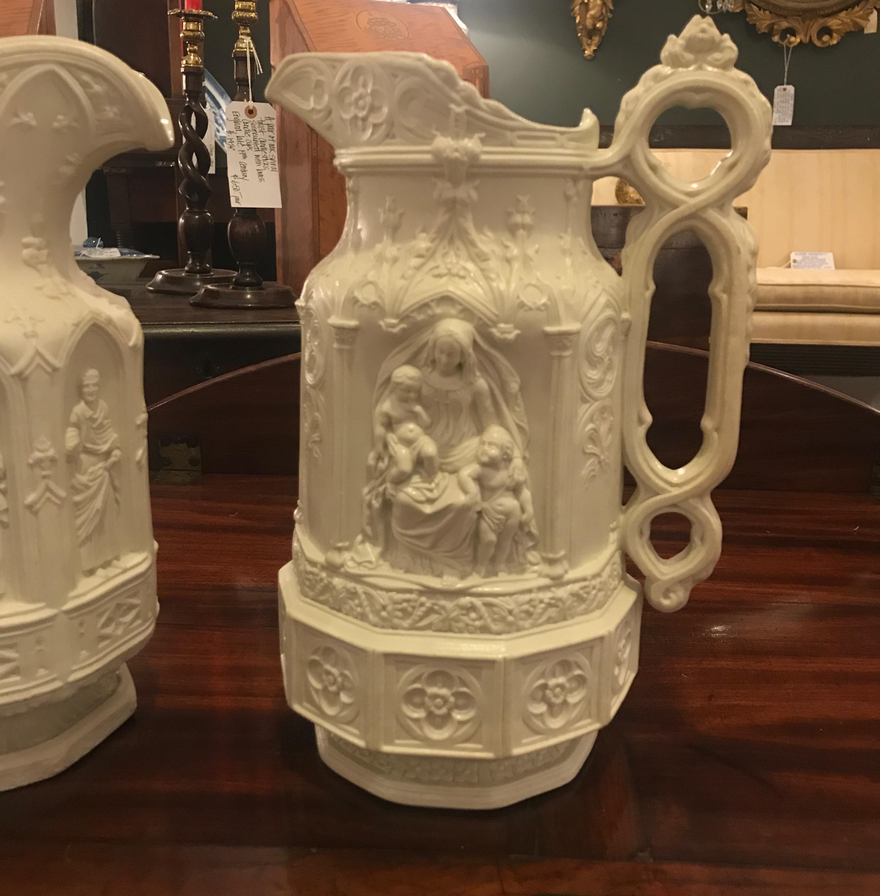 Renaissance Revival Set of English Salt Glazed Pitchers, Mid-19th Century