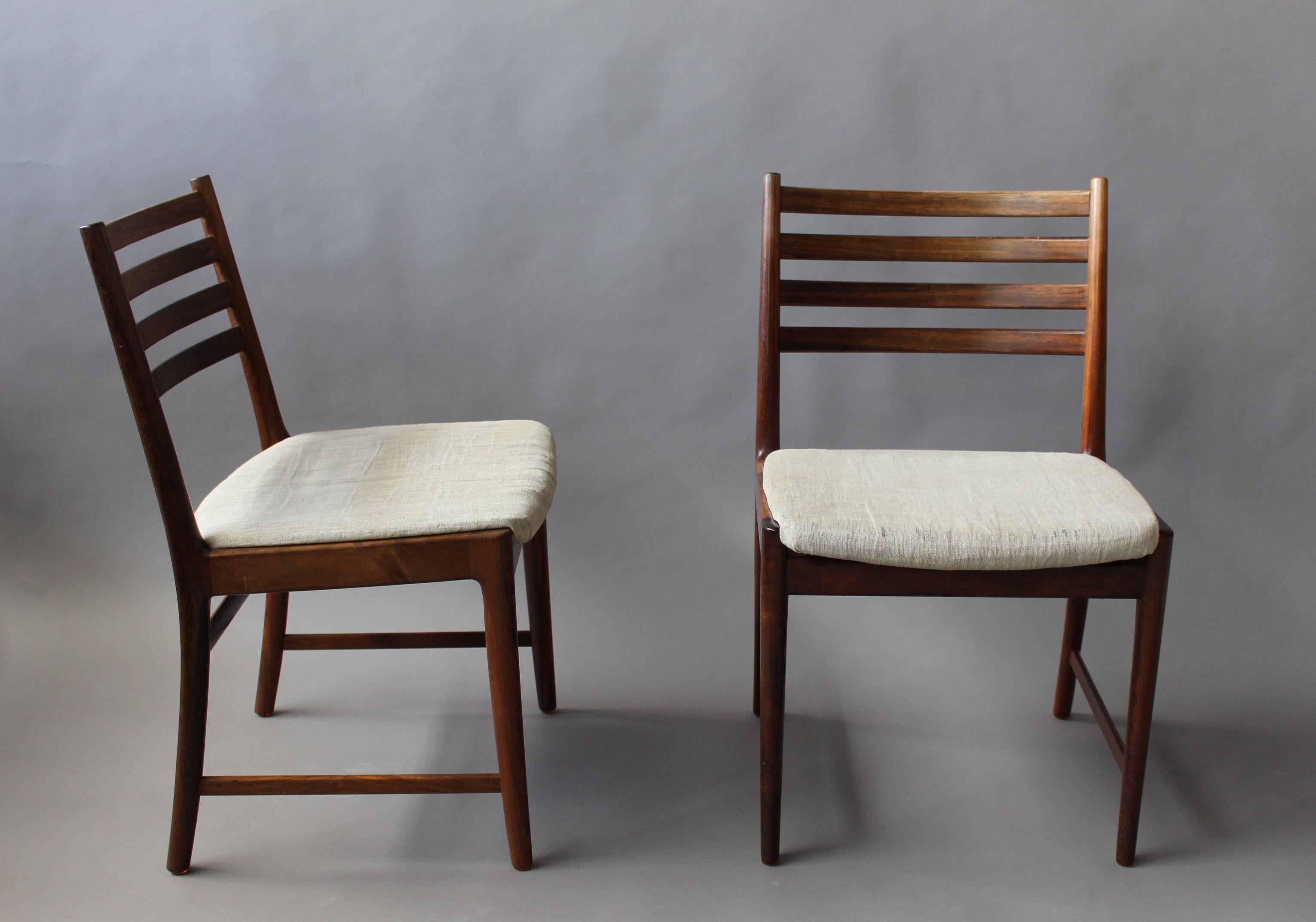 A Set of 8 Fine Danish 1960's Rosewood Chairs by Kai Lyngfeldt In Good Condition For Sale In Long Island City, NY