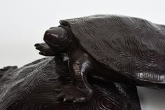A Set of Finely Cast Asian Bronze Triple Tortoises Animal Statues