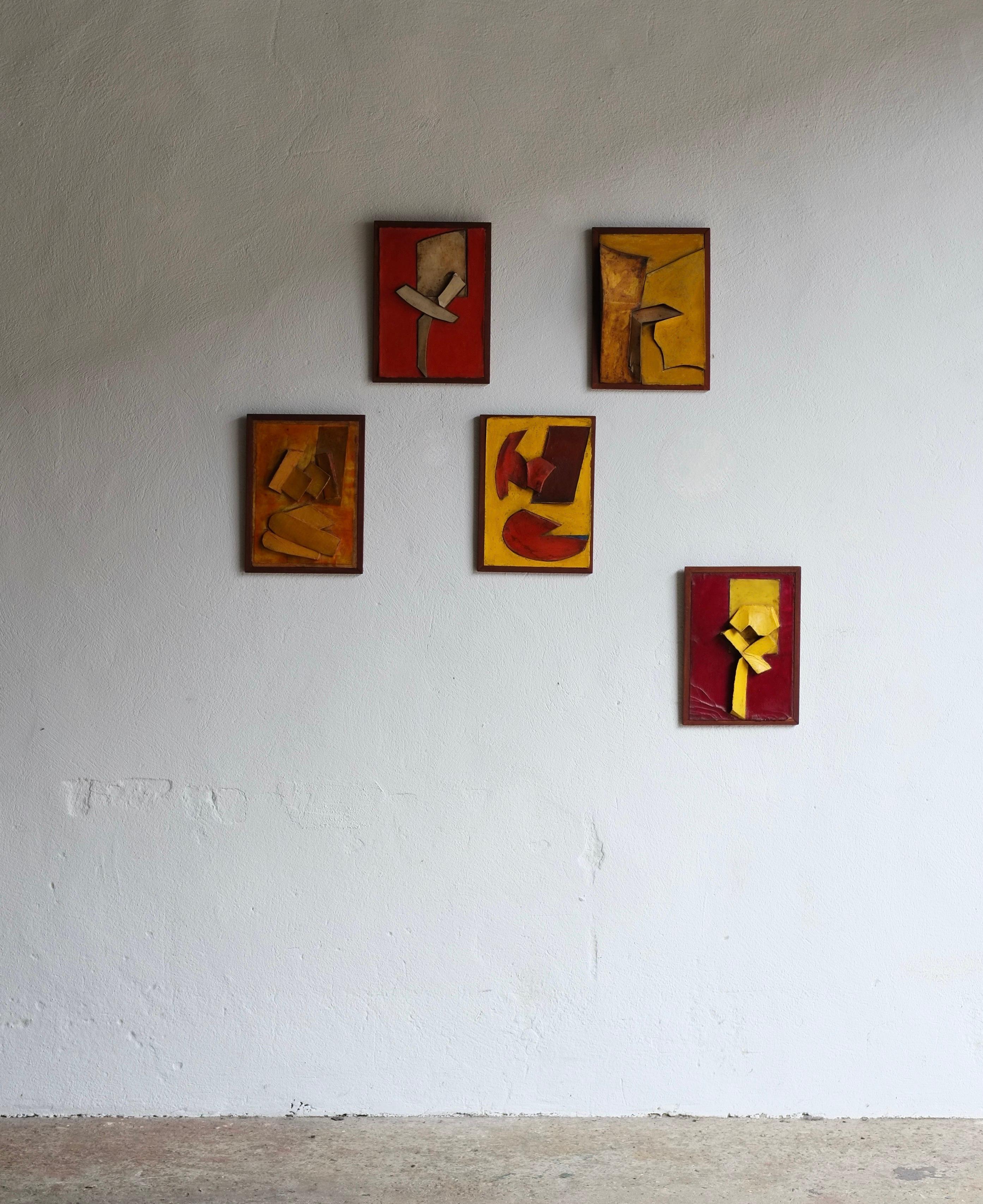 Mid-20th Century Set of Five Abstract Reliefs by British Artist Tim Threlfall, Beginn