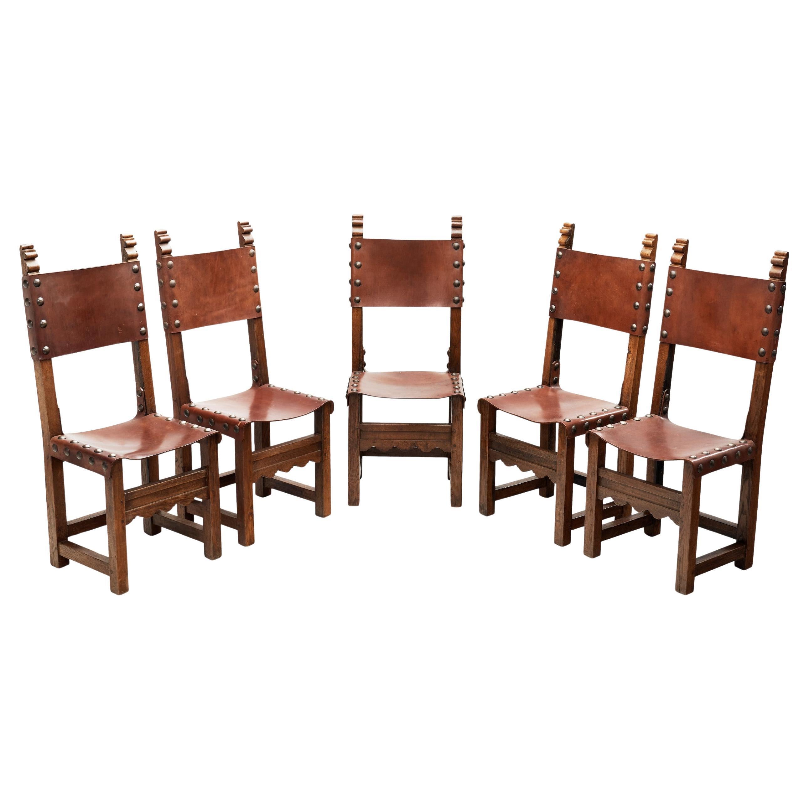 A Set of Five Brutalist Dining Chairs, Europe Second half of the 20th century