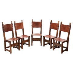 A Set of Five Brutalist Dining Chairs, Europe Second half of the 20th century