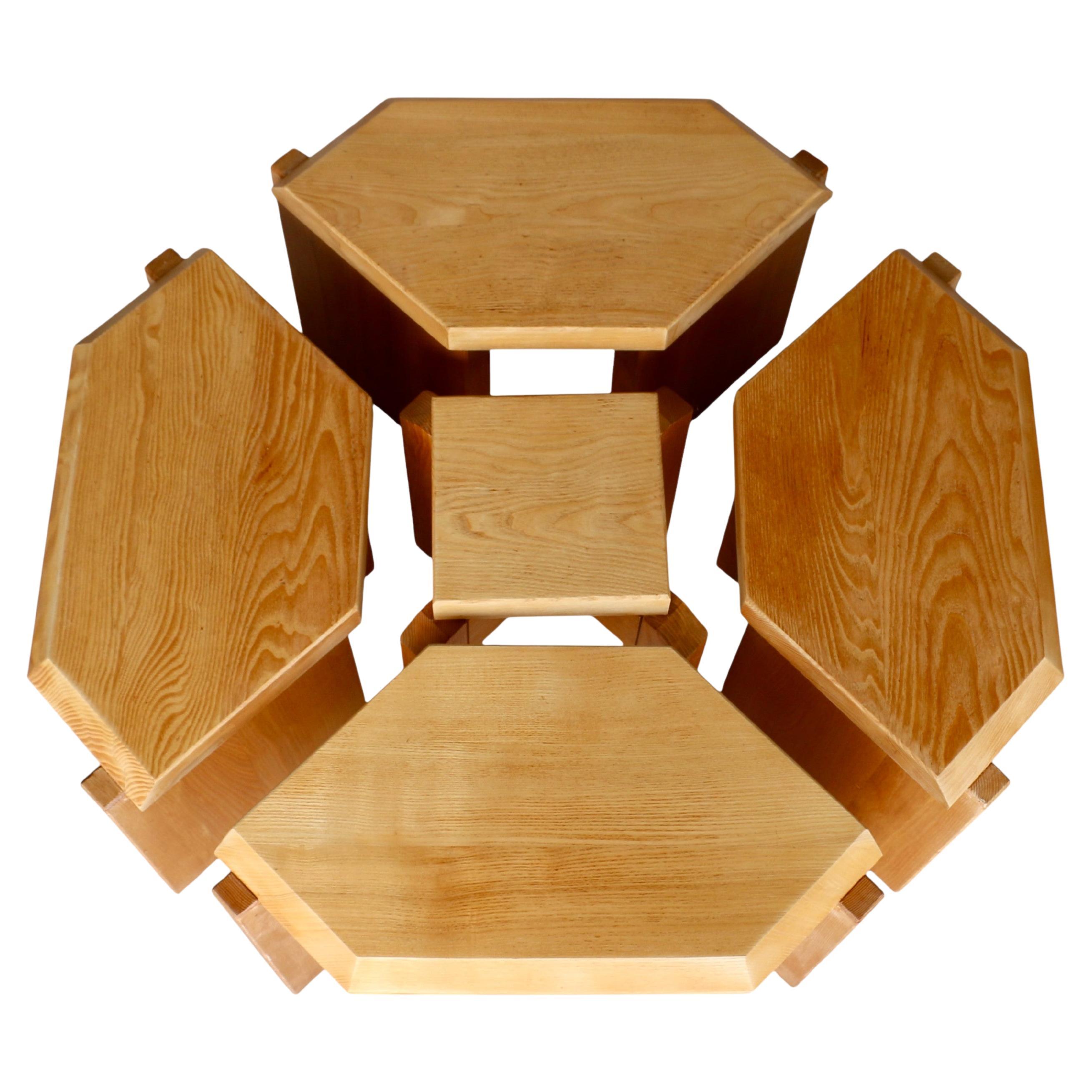 A set of five coffee tables, France 70s