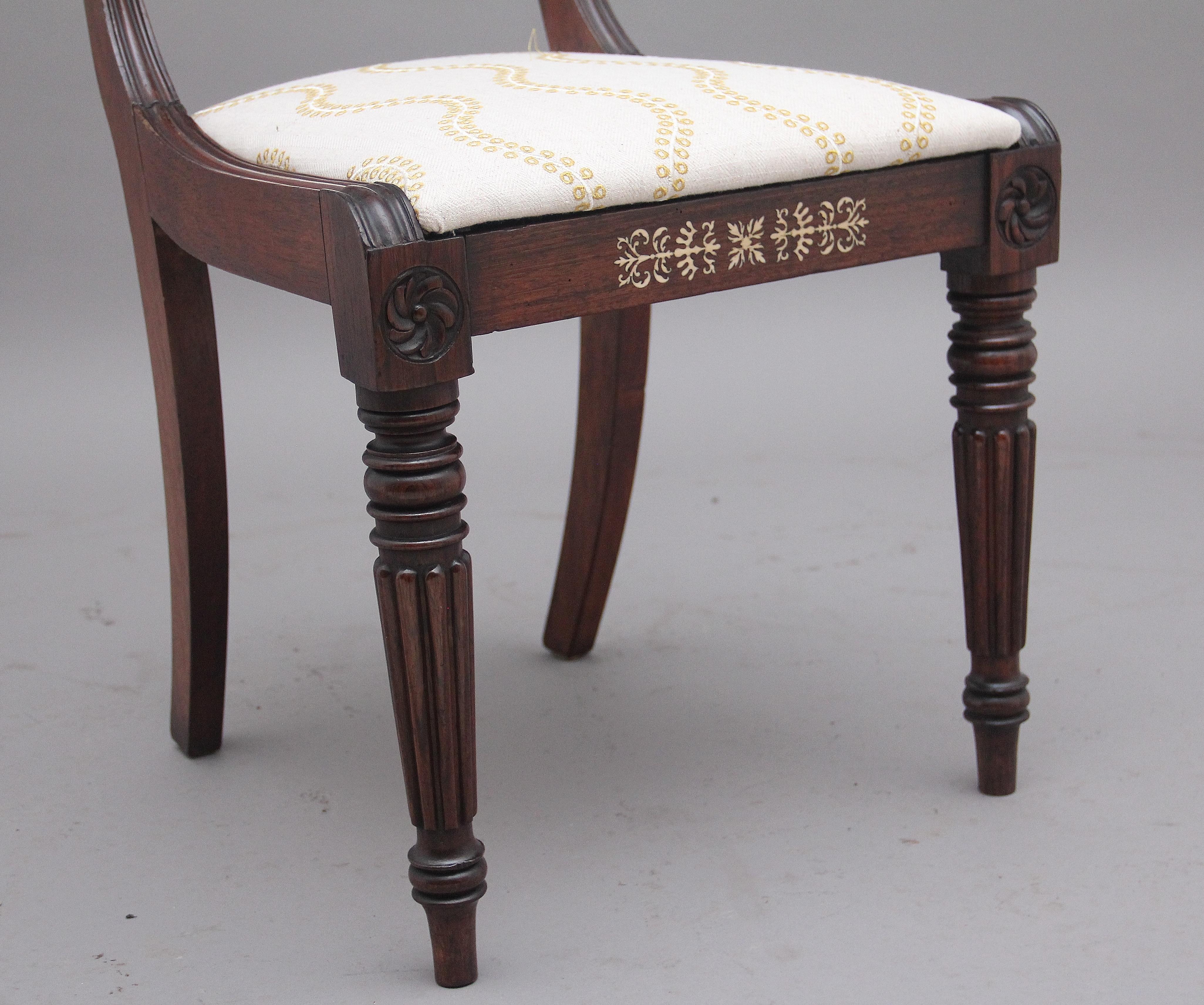 Set of Five Early 19th Century Anglo Indian Rosewood Side Chairs For Sale 5