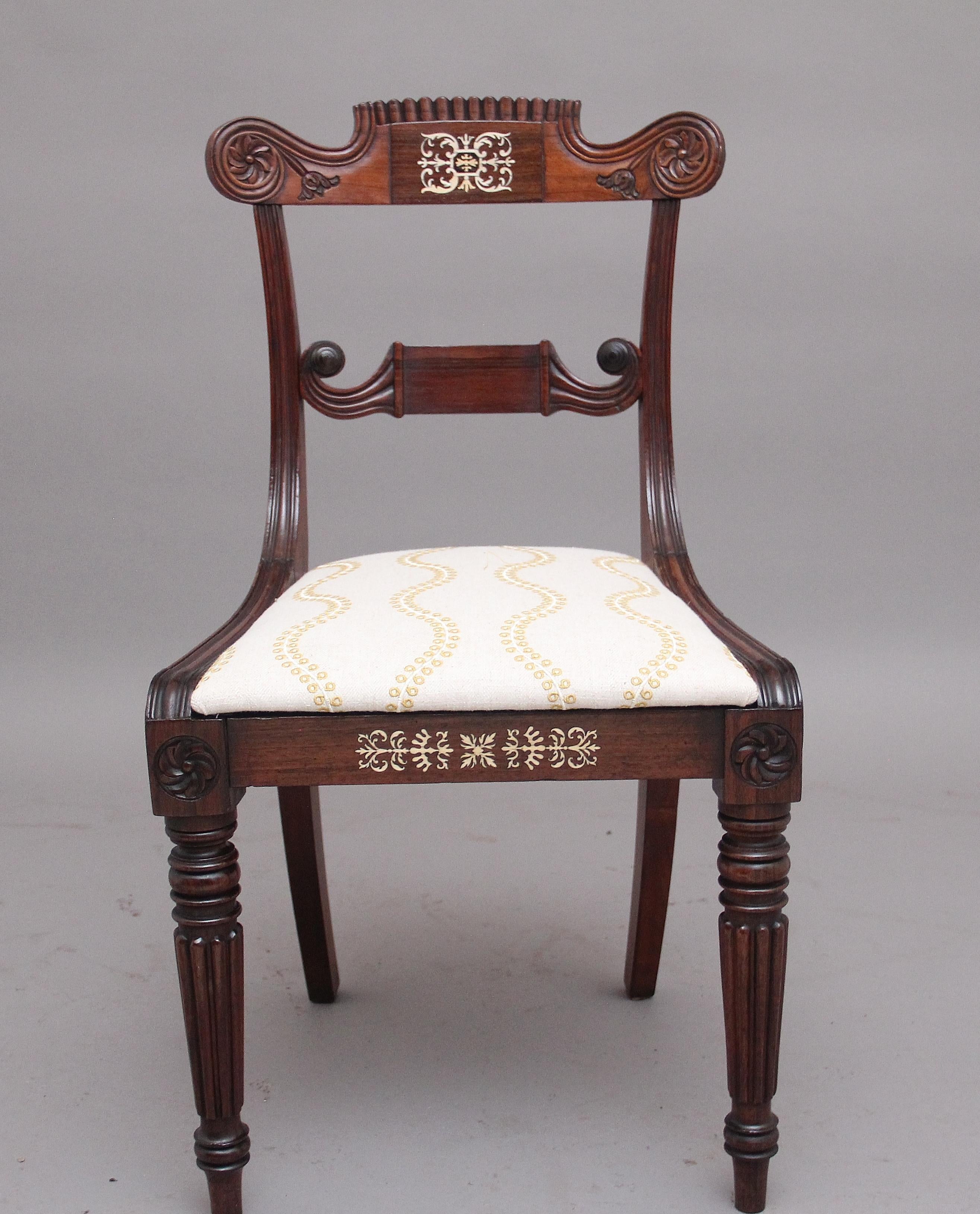 British Set of Five Early 19th Century Anglo Indian Rosewood Side Chairs For Sale