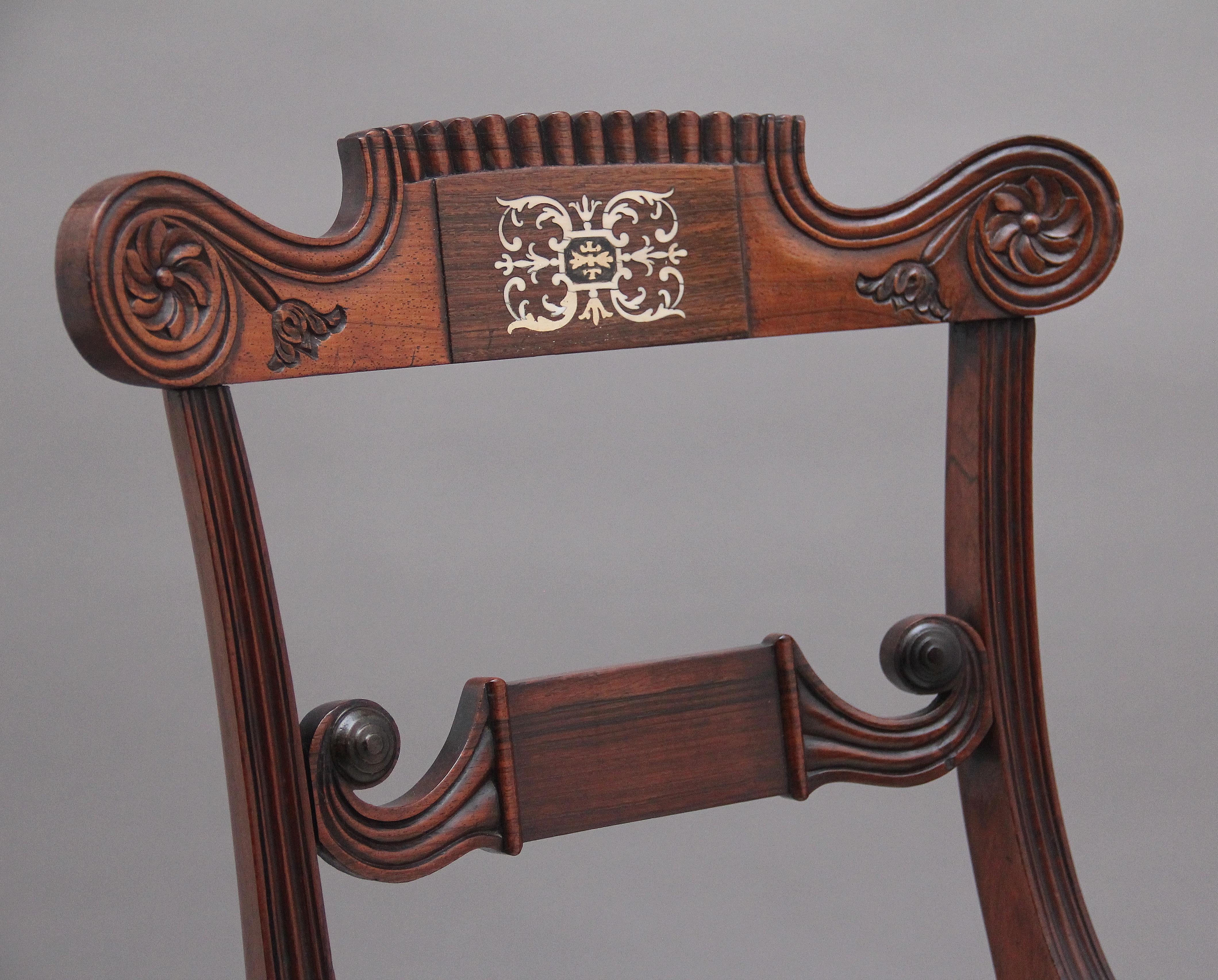Set of Five Early 19th Century Anglo Indian Rosewood Side Chairs For Sale 2
