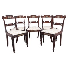 Set of Five Early 19th Century Anglo Indian Rosewood Side Chairs