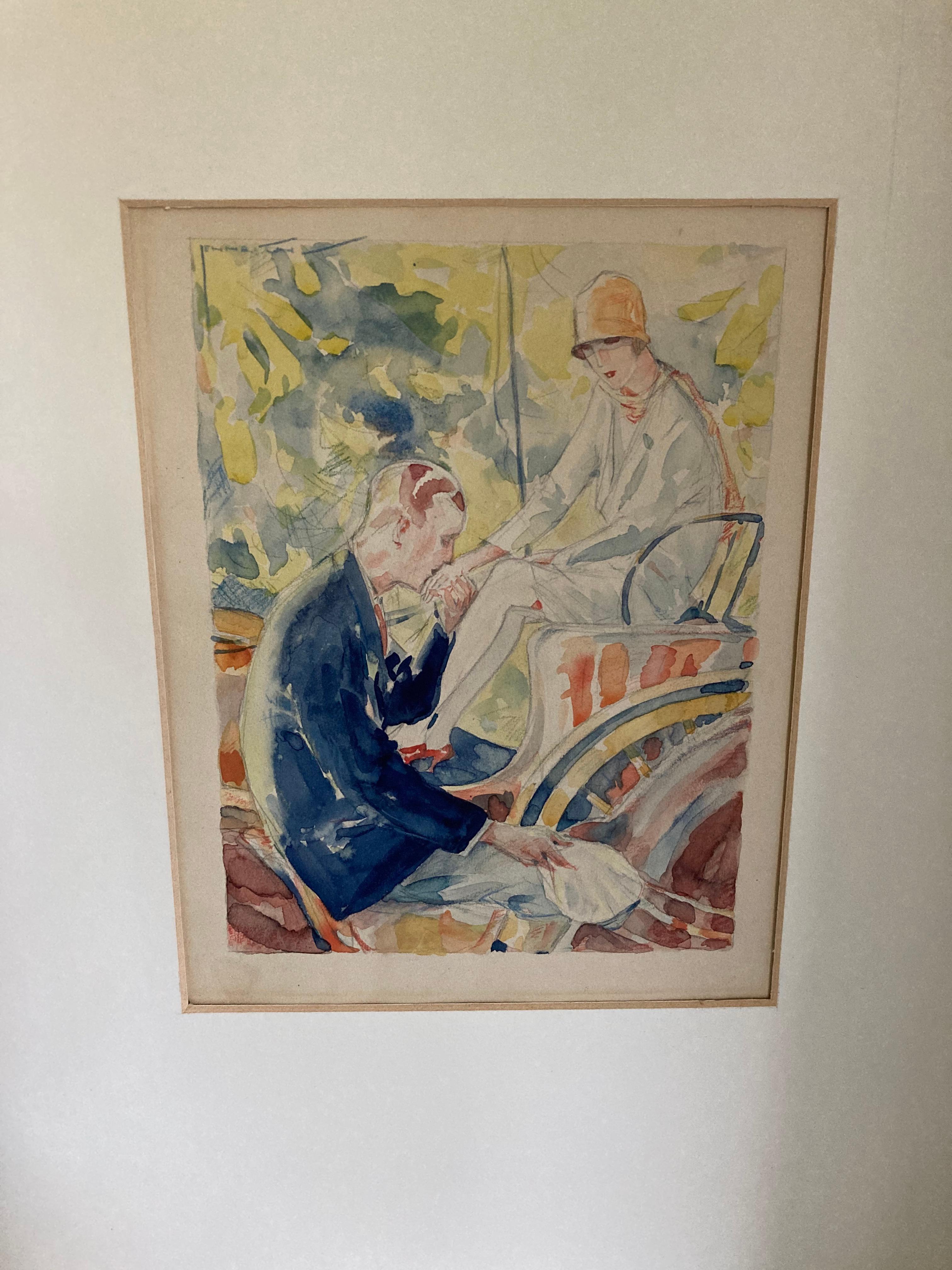 A set of five German  Art Déco watercolor drawings by Willi Jennrich. 1920s. In Good Condition For Sale In Köln, NW