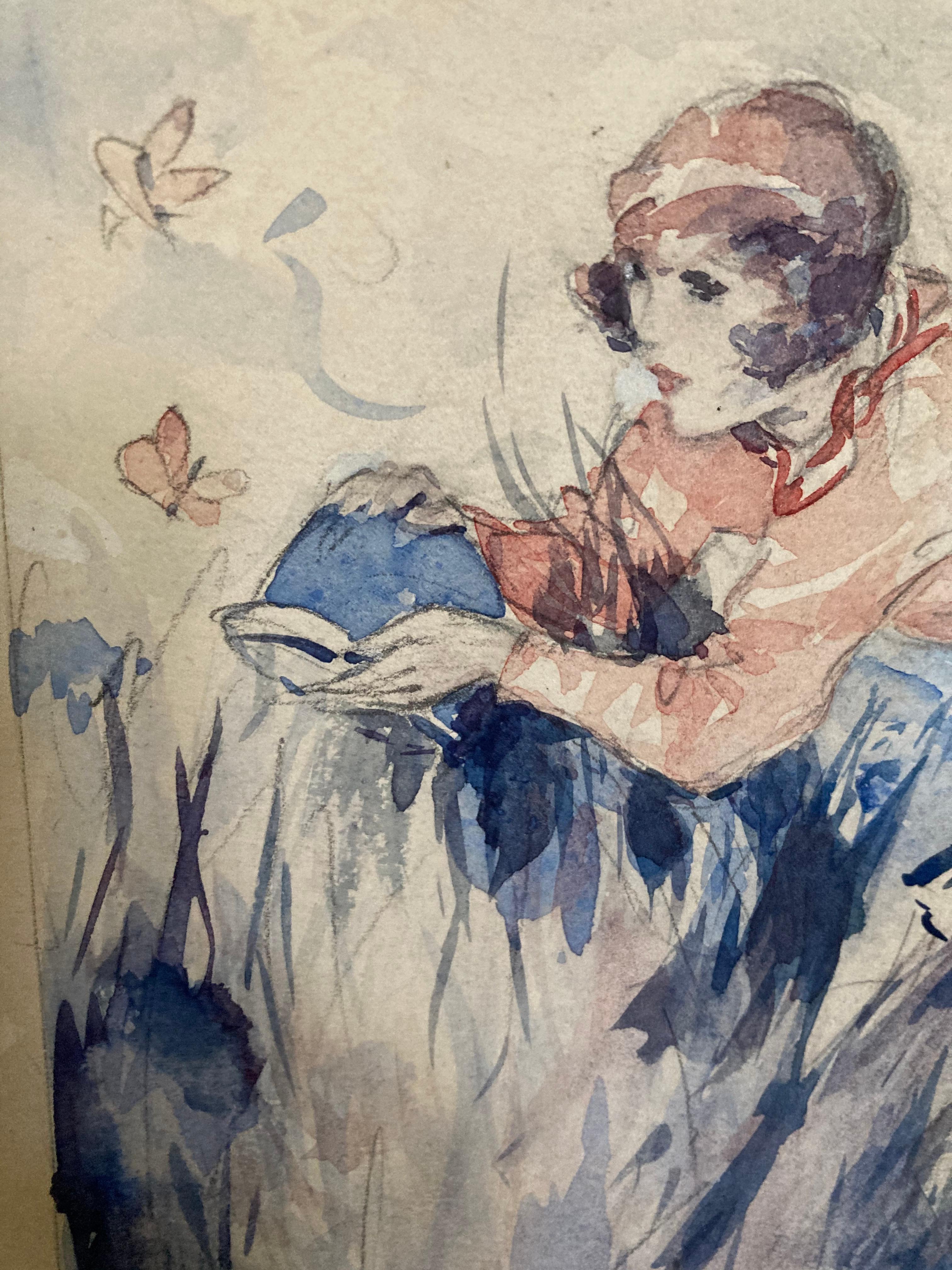 A set of five German  Art Déco watercolor drawings by Willi Jennrich. 1920s. For Sale 1