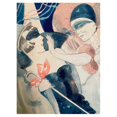 A set of five German  Art Déco watercolor drawings by Willi Jennrich. 1920s.