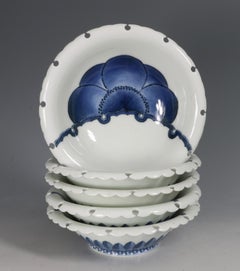 Set of Five Japanese Porcelain Hirado Bowls, 19th Century