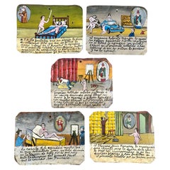 A Set of Five Mexican Ex-Votos / Retablos) Attributed to Alfredo Vilchis