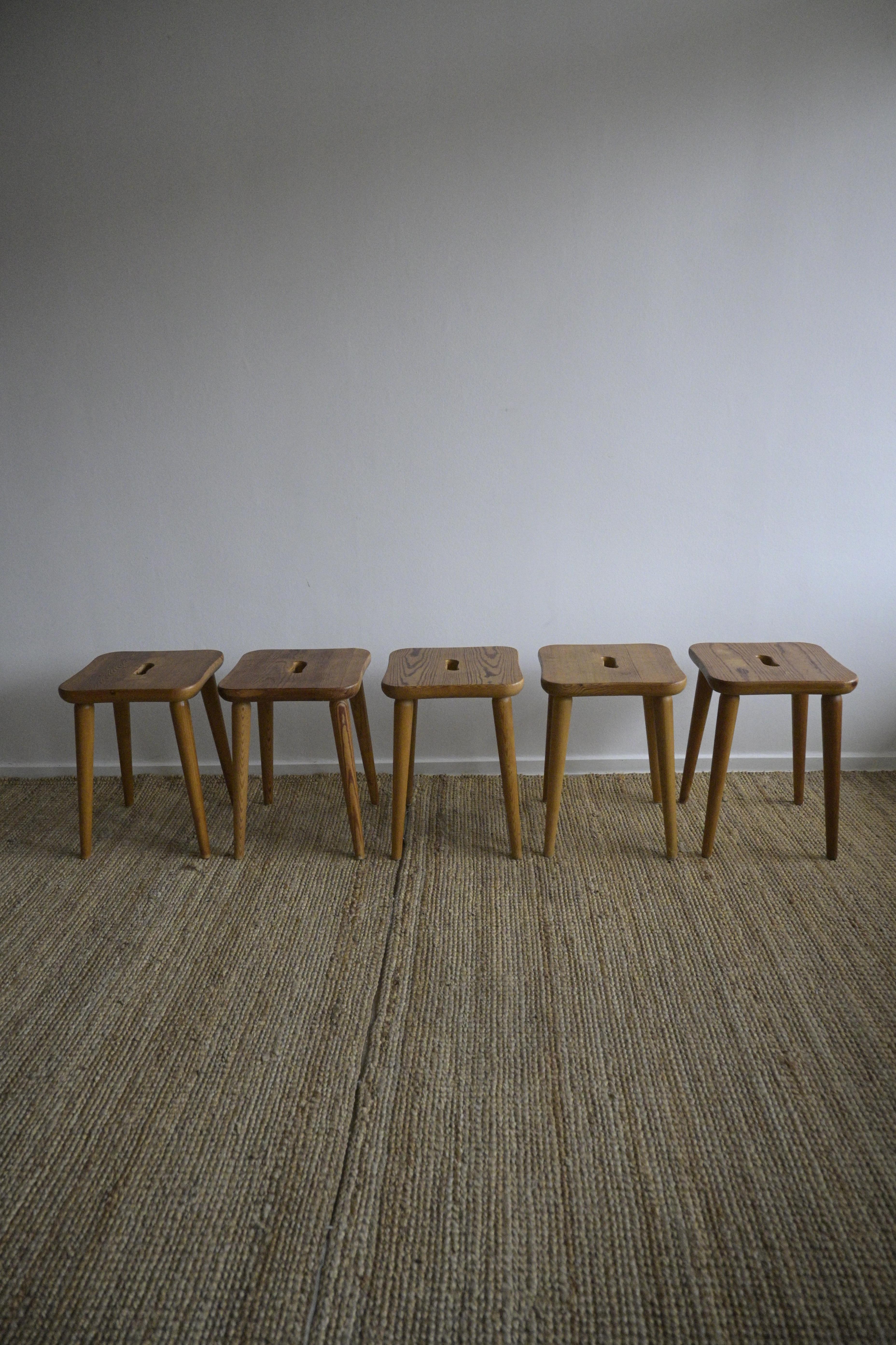 A set of five stools made by company Svensk Furu 1950s For Sale 2