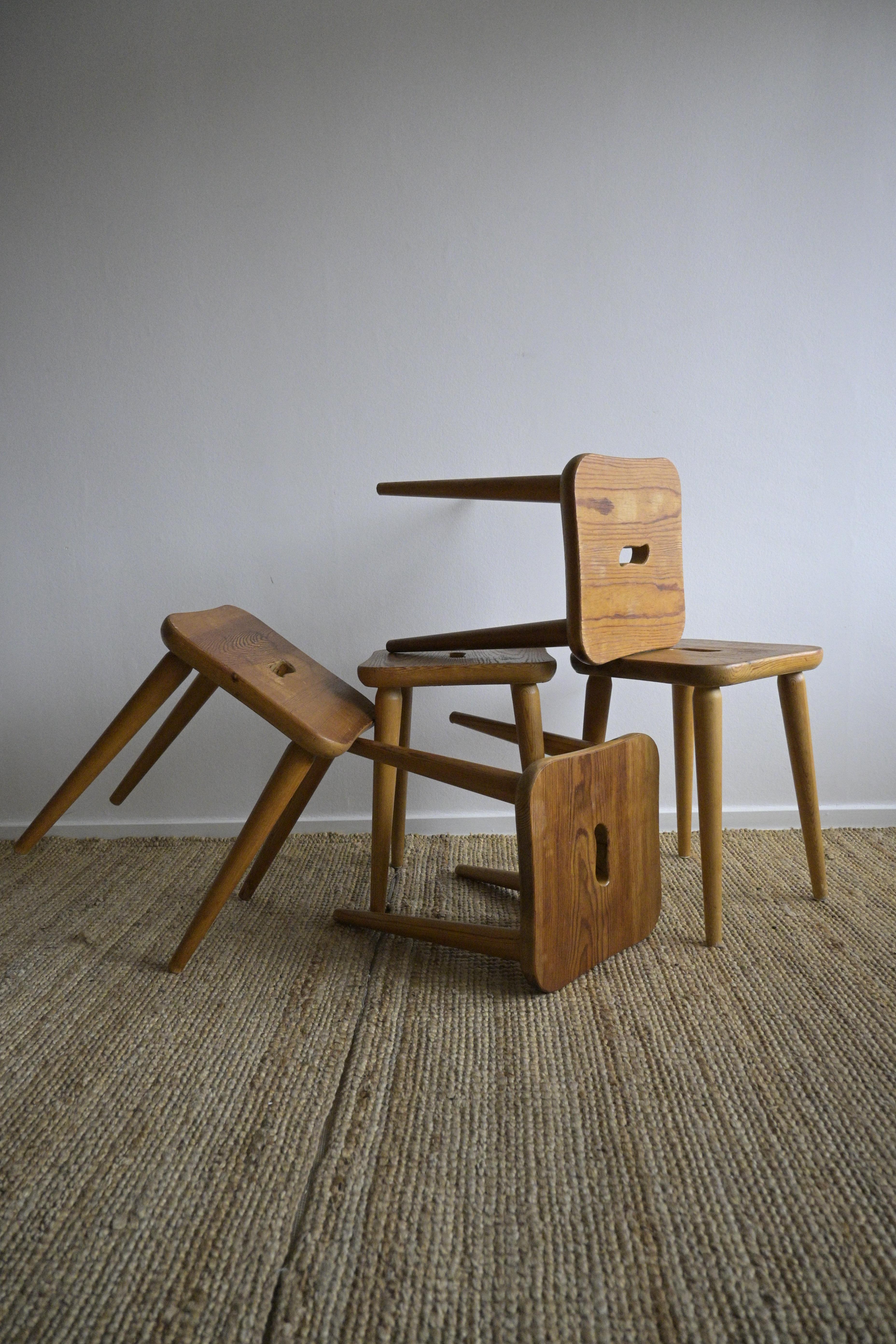 A set of five stools made by company Svensk Furu 1950s For Sale 3