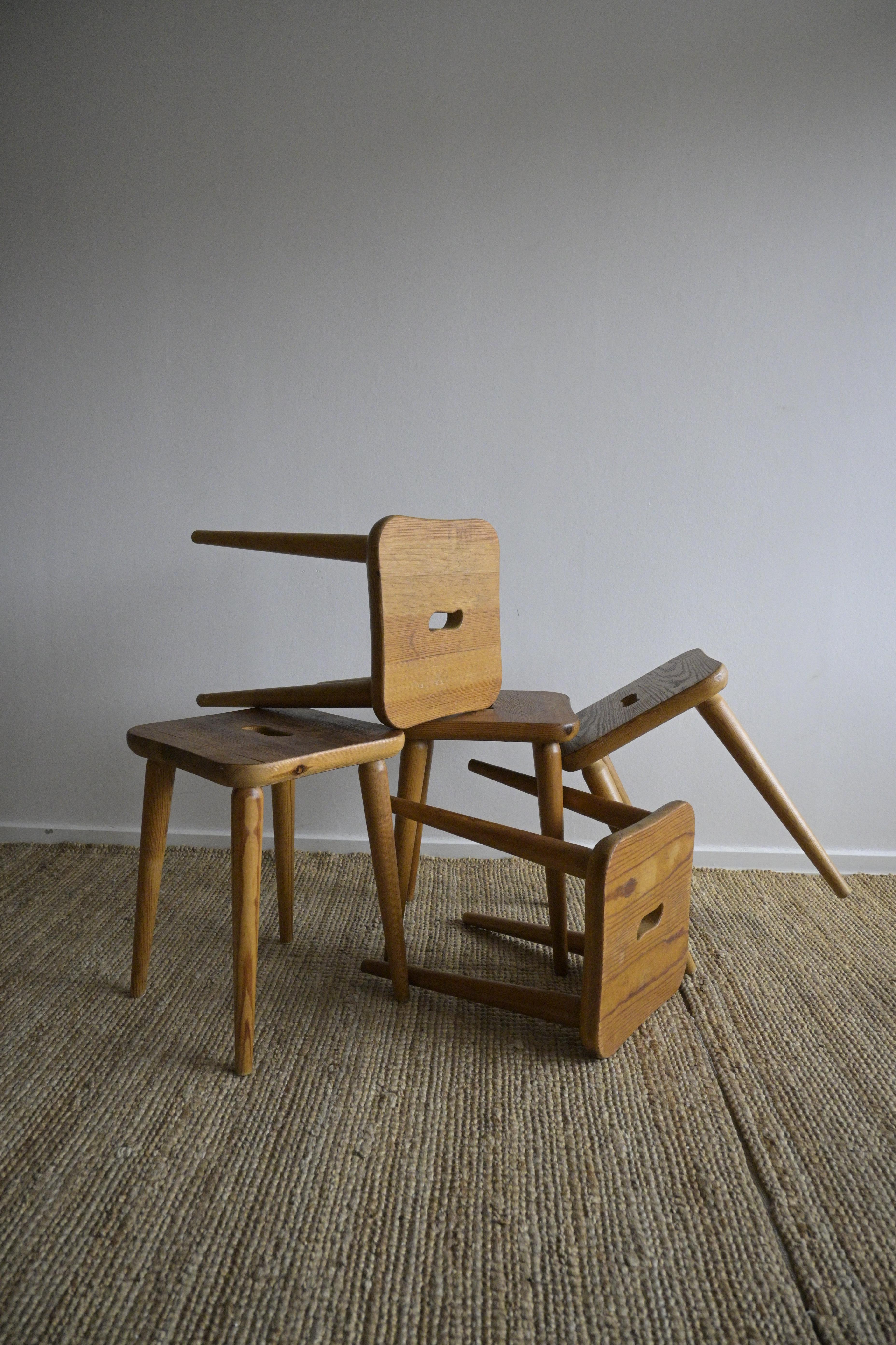 Swedish A set of five stools made by company Svensk Furu 1950s For Sale