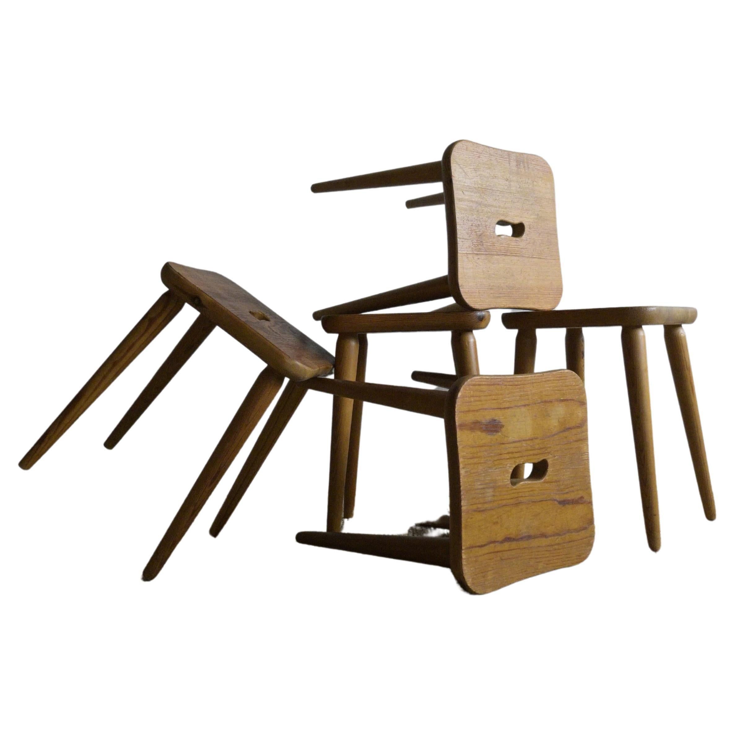 A set of five stools made by company Svensk Furu 1950s