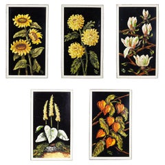 A Set of five Vintage Flower Still Live Paintings