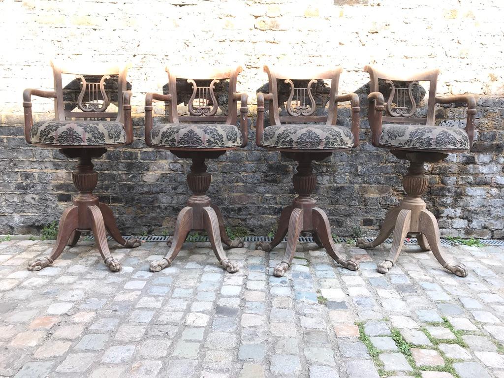 Set of Four 1920s Oak Stools 7