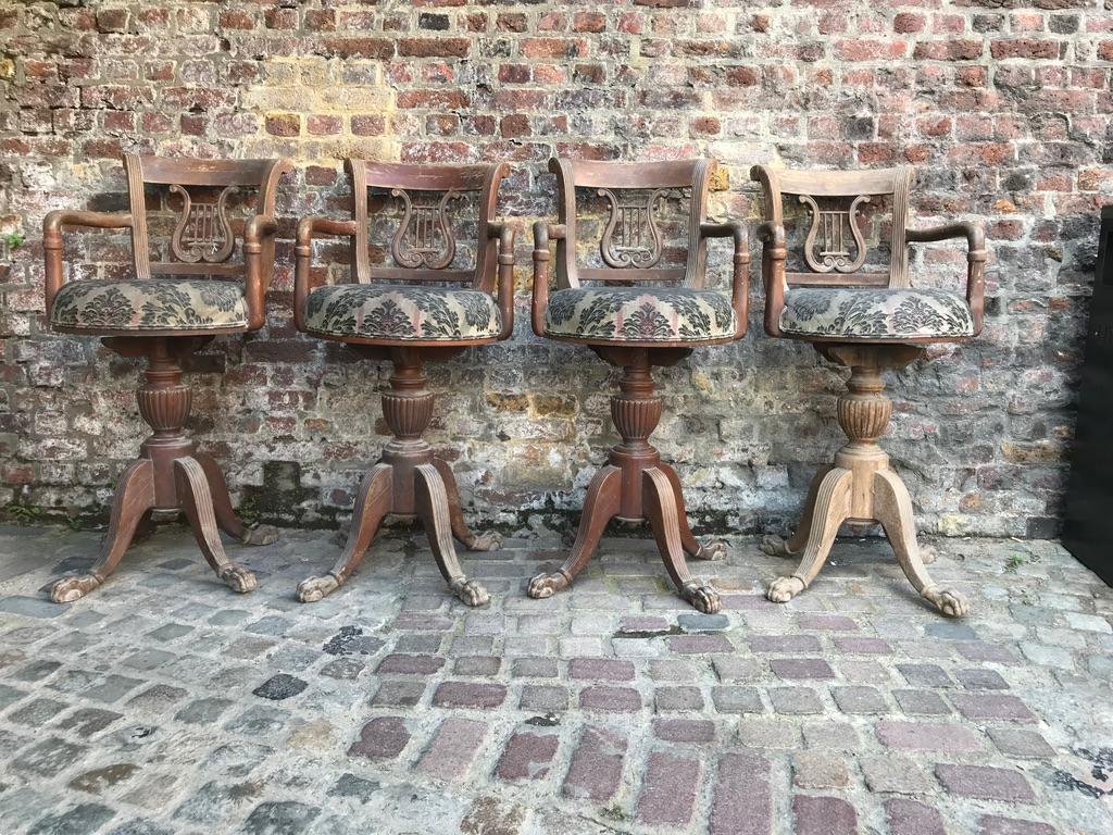 Set of Four 1920s Oak Stools 10