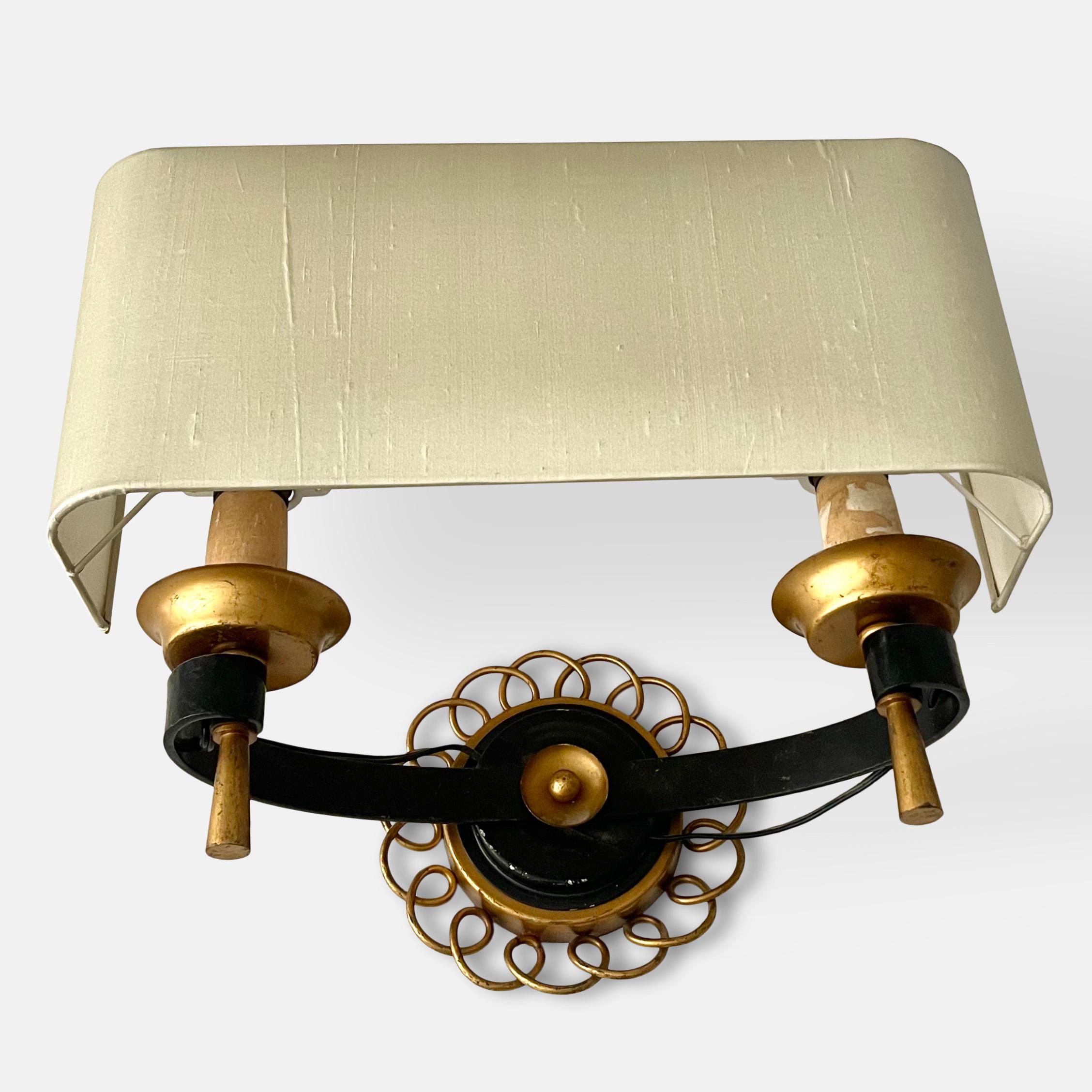 Set of Four 1940s French Wall Lights in the Style of Gilbert Poillerat For Sale 4
