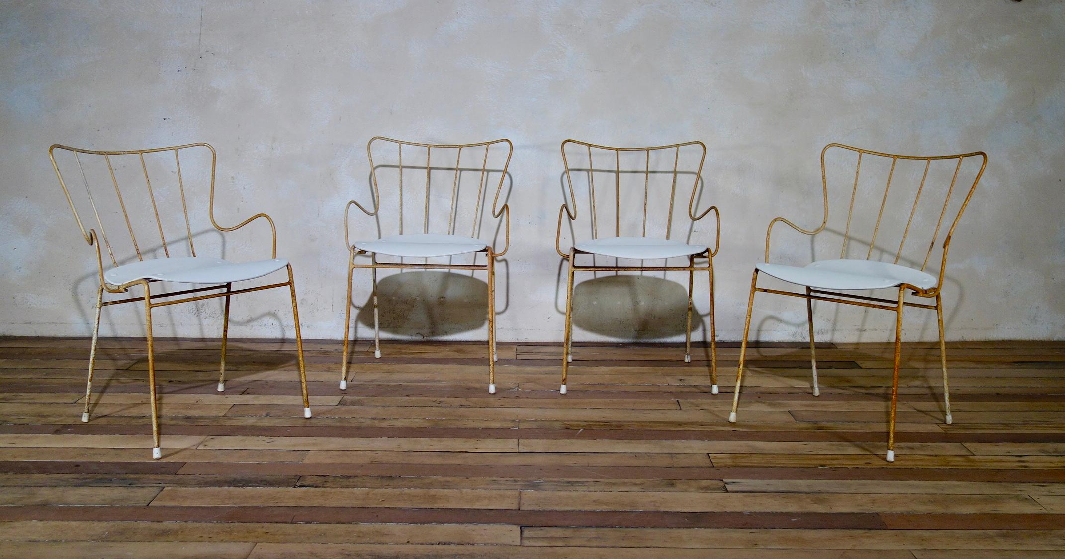 20th Century A Set of Four Vintage Ernest Race Antelope Chairs Painted Outdoor Dining Garden