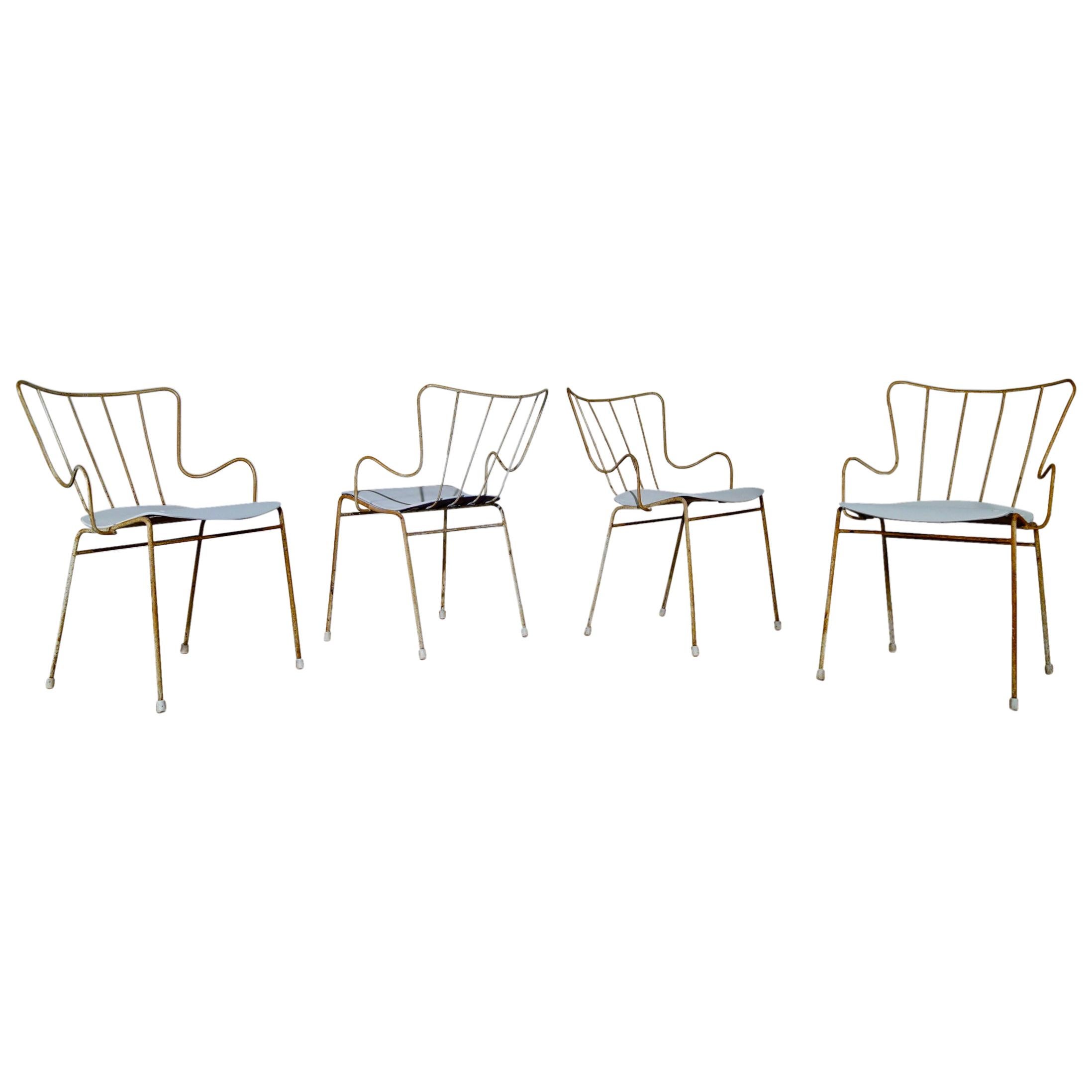 A Set of Four Vintage Ernest Race Antelope Chairs Painted Outdoor Dining Garden