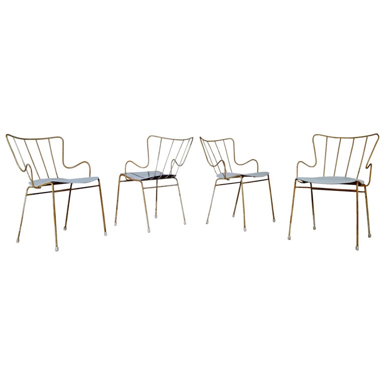 A Set of Four Vintage Ernest Race Antelope Chairs Painted Outdoor Dining Garden