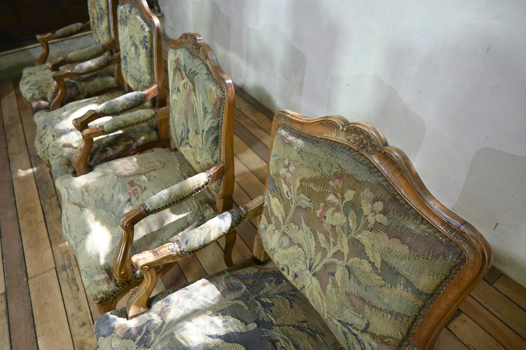 A Set Of Four 19th Century French Louis XV Fauteuils Open Armchairs For Sale 2