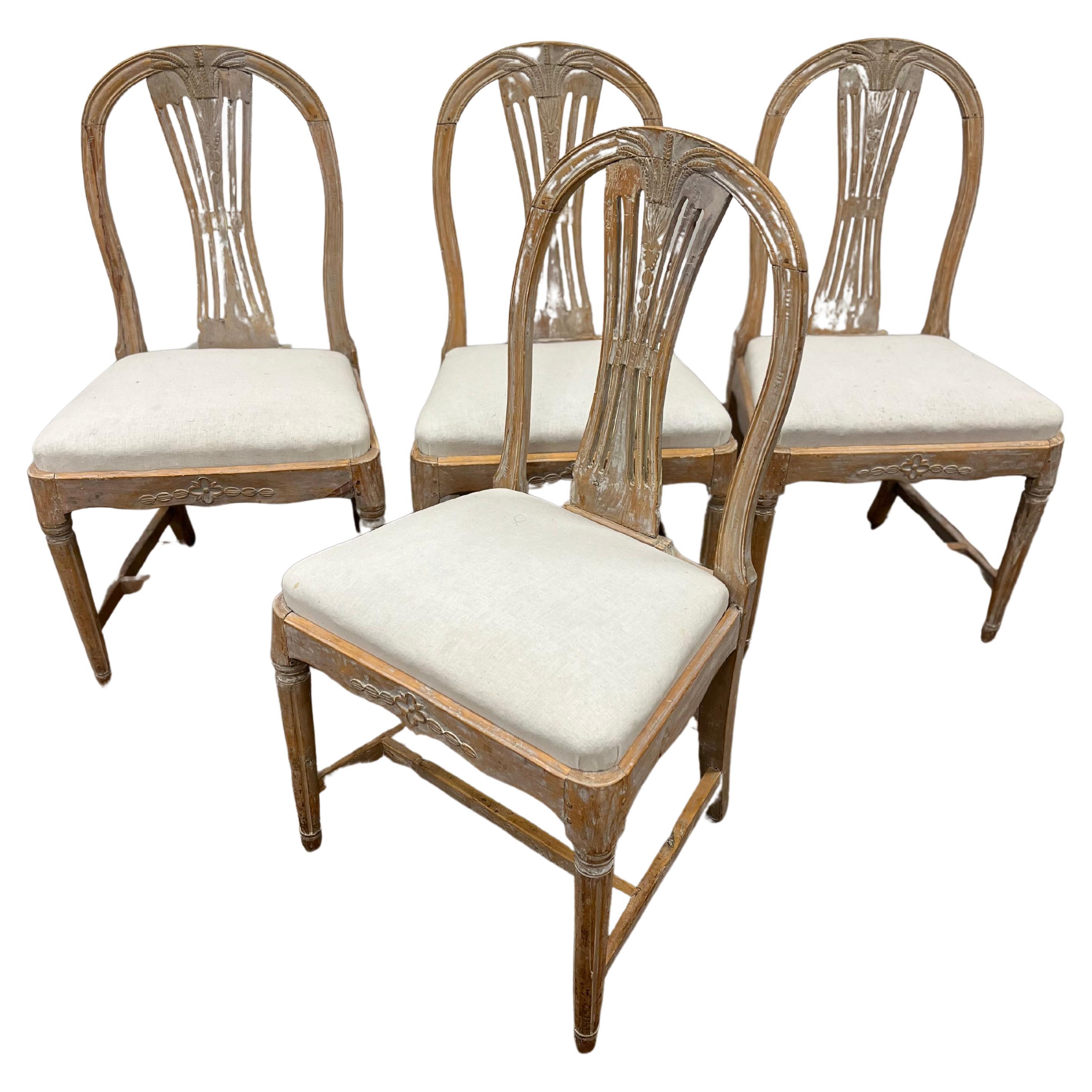 Satz von vier schwedischen Stühlen aus dem späten Gustavianischen 19. Jahrhundert