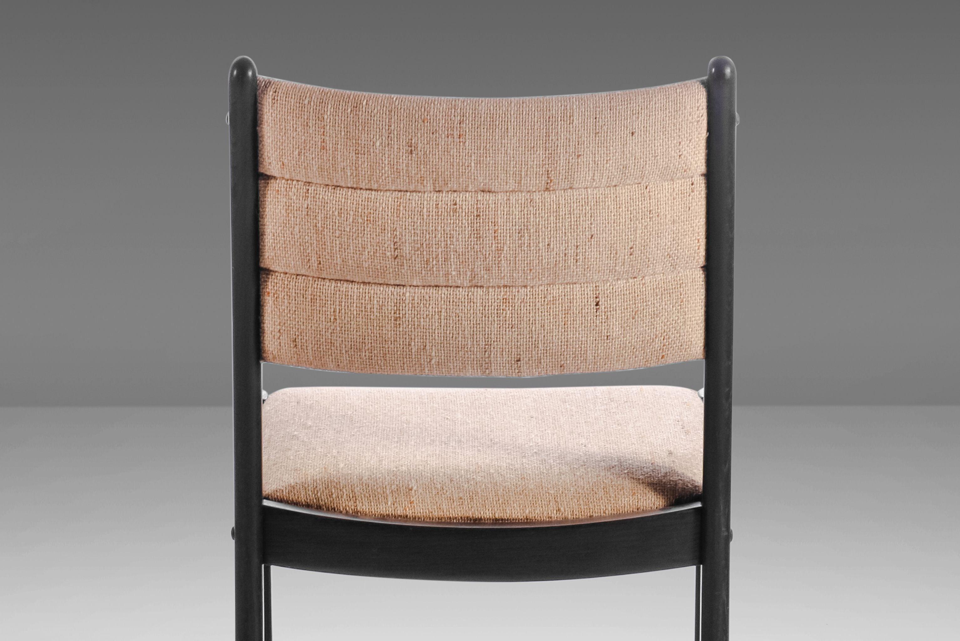 Set of Four (4) Danish Modern Dining Chairs in Afromosia & Original Fabric, 1970 For Sale 6