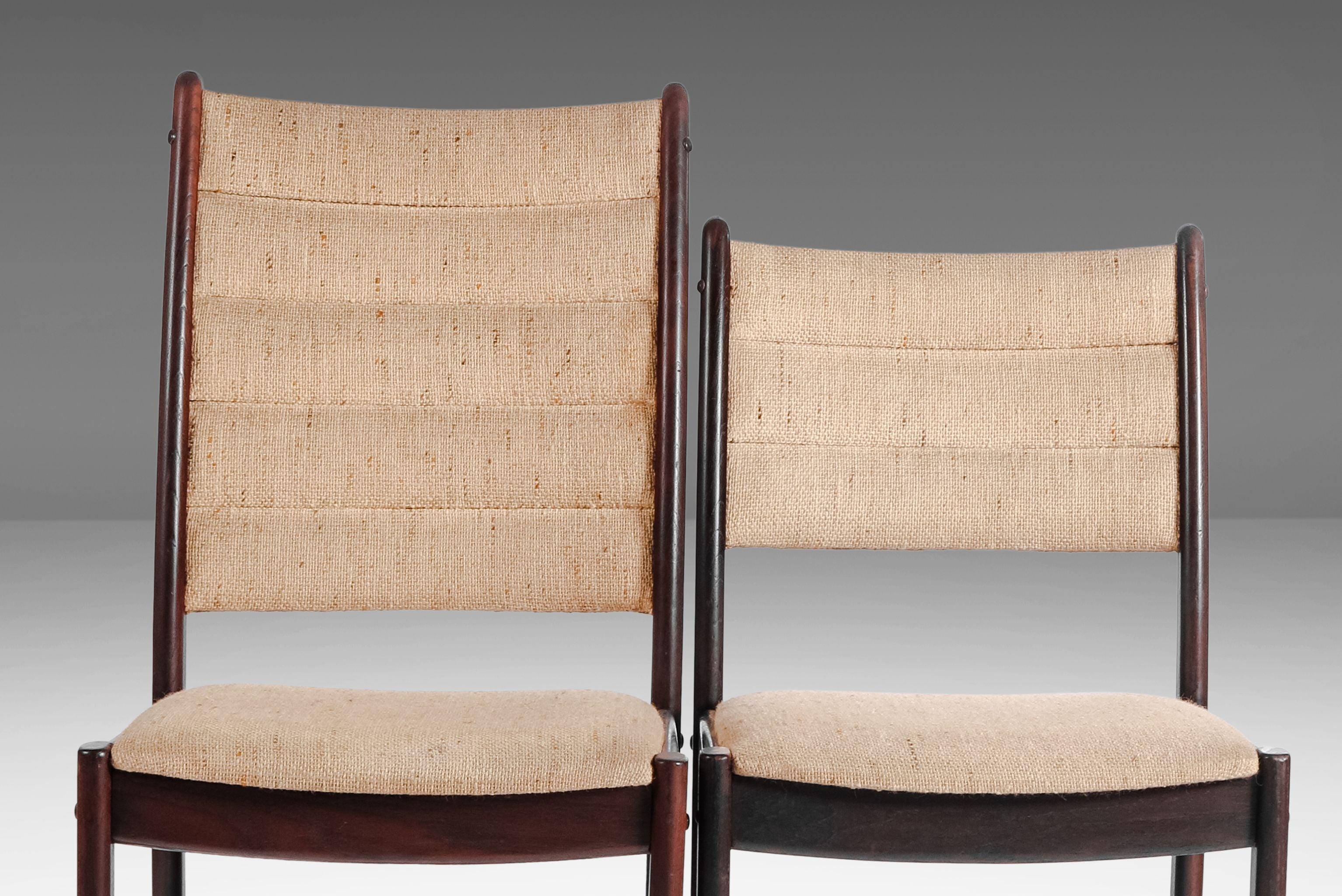 Set of Four (4) Danish Modern Dining Chairs in Afromosia & Original Fabric, 1970 For Sale 7