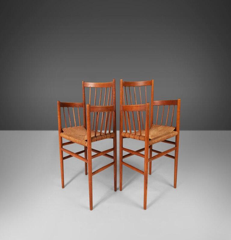 Set of Four '4' Dining Chairs by Jørgen Baekmark for FDB Møbler, Denmark, 1950's In Good Condition For Sale In Deland, FL