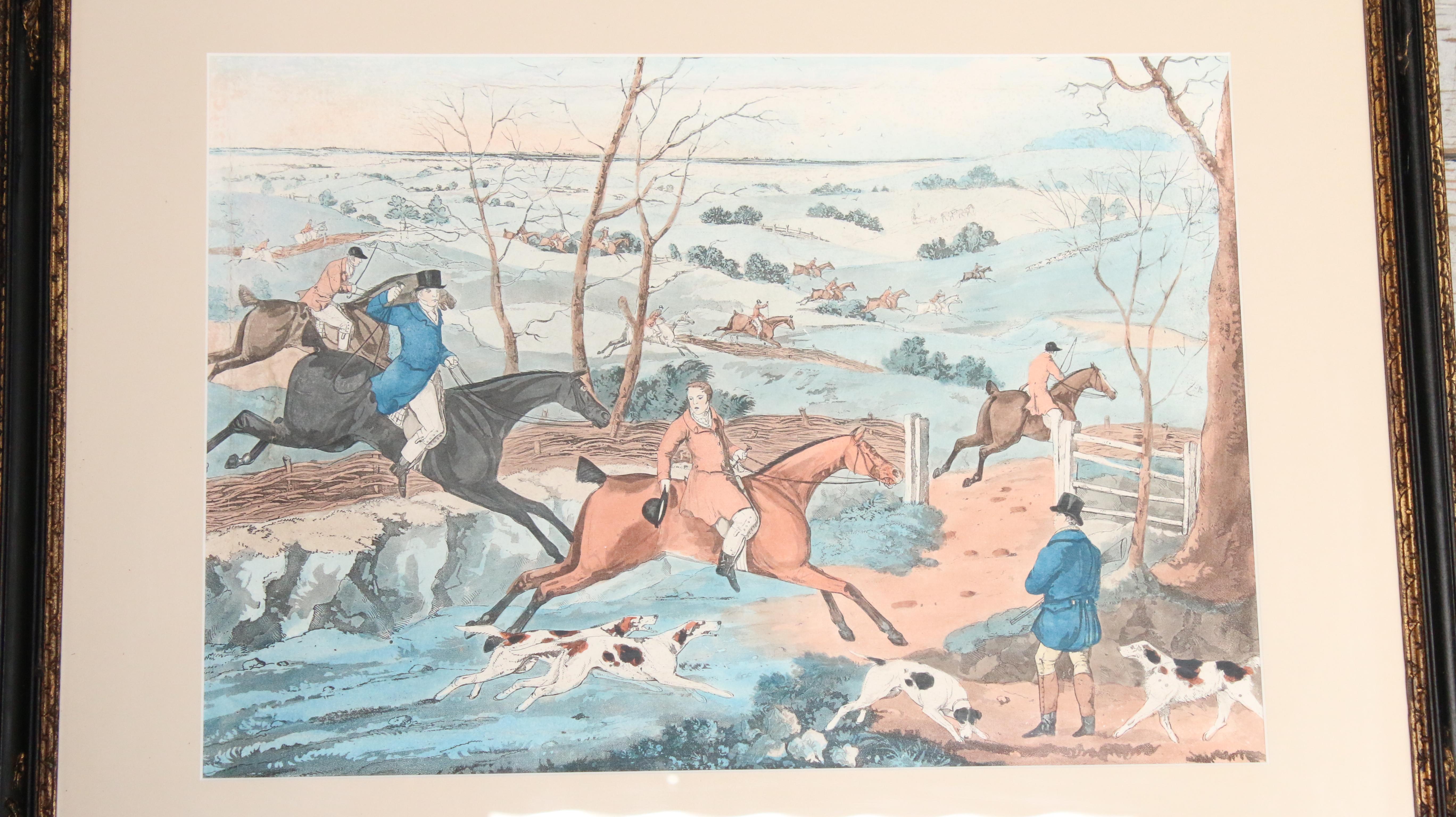 Ensemble de quatre estampes anciennes de chevaux et de chiens du 19ème siècle en vente 5