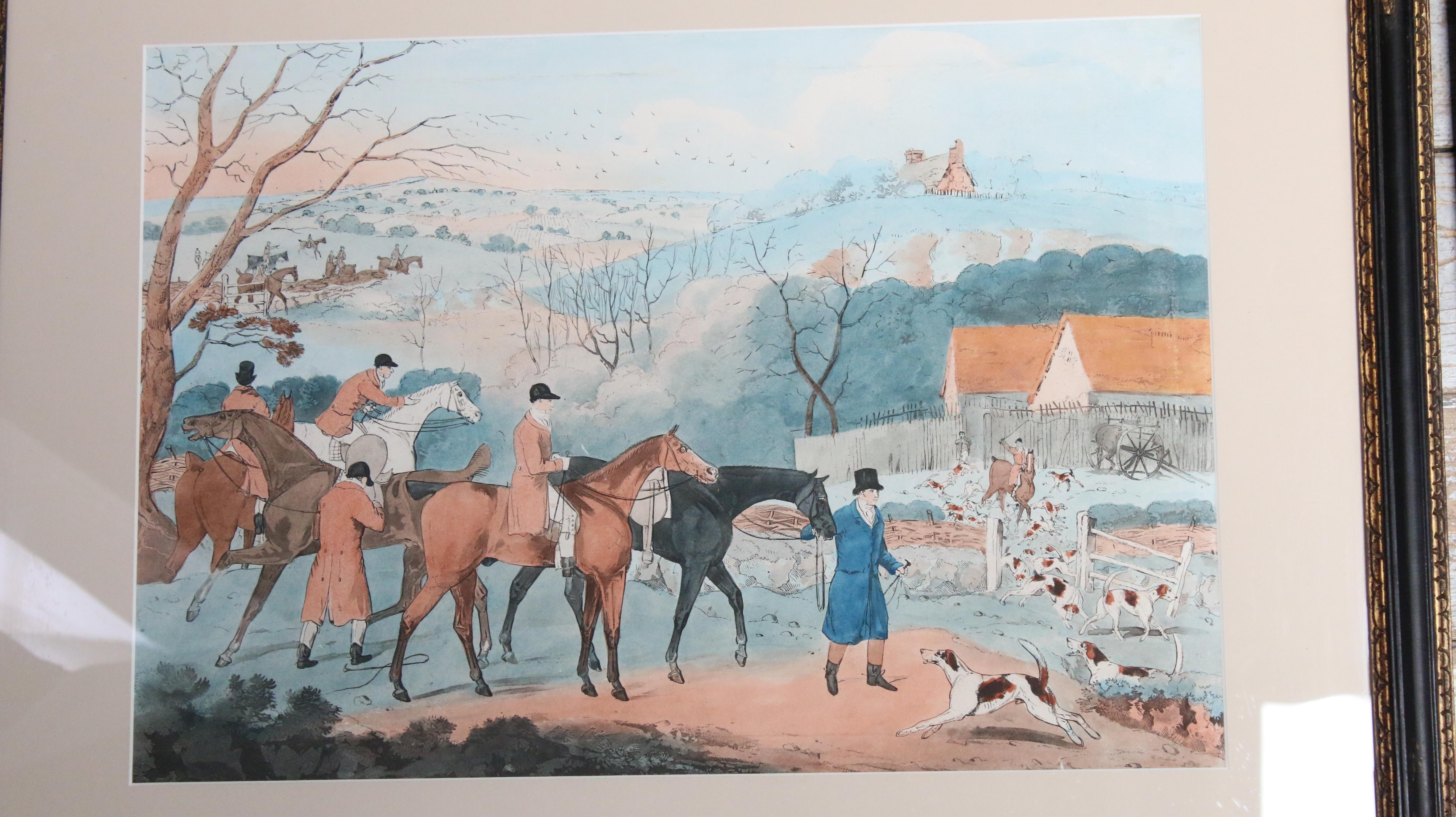 Ensemble de quatre estampes anciennes de chevaux et de chiens du 19ème siècle en vente 6