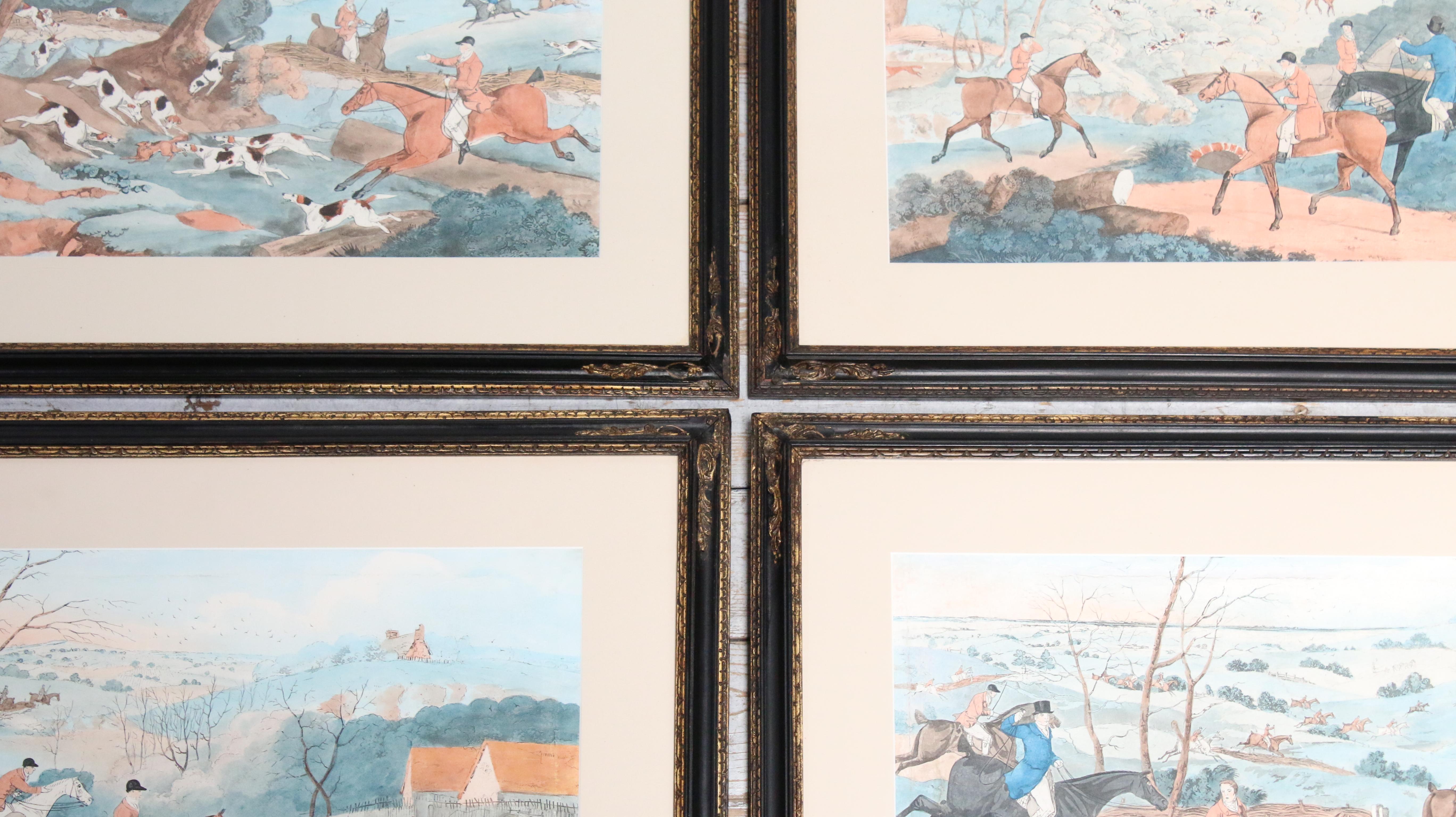 Ensemble de quatre estampes anciennes de chevaux et de chiens du 19ème siècle en vente 8