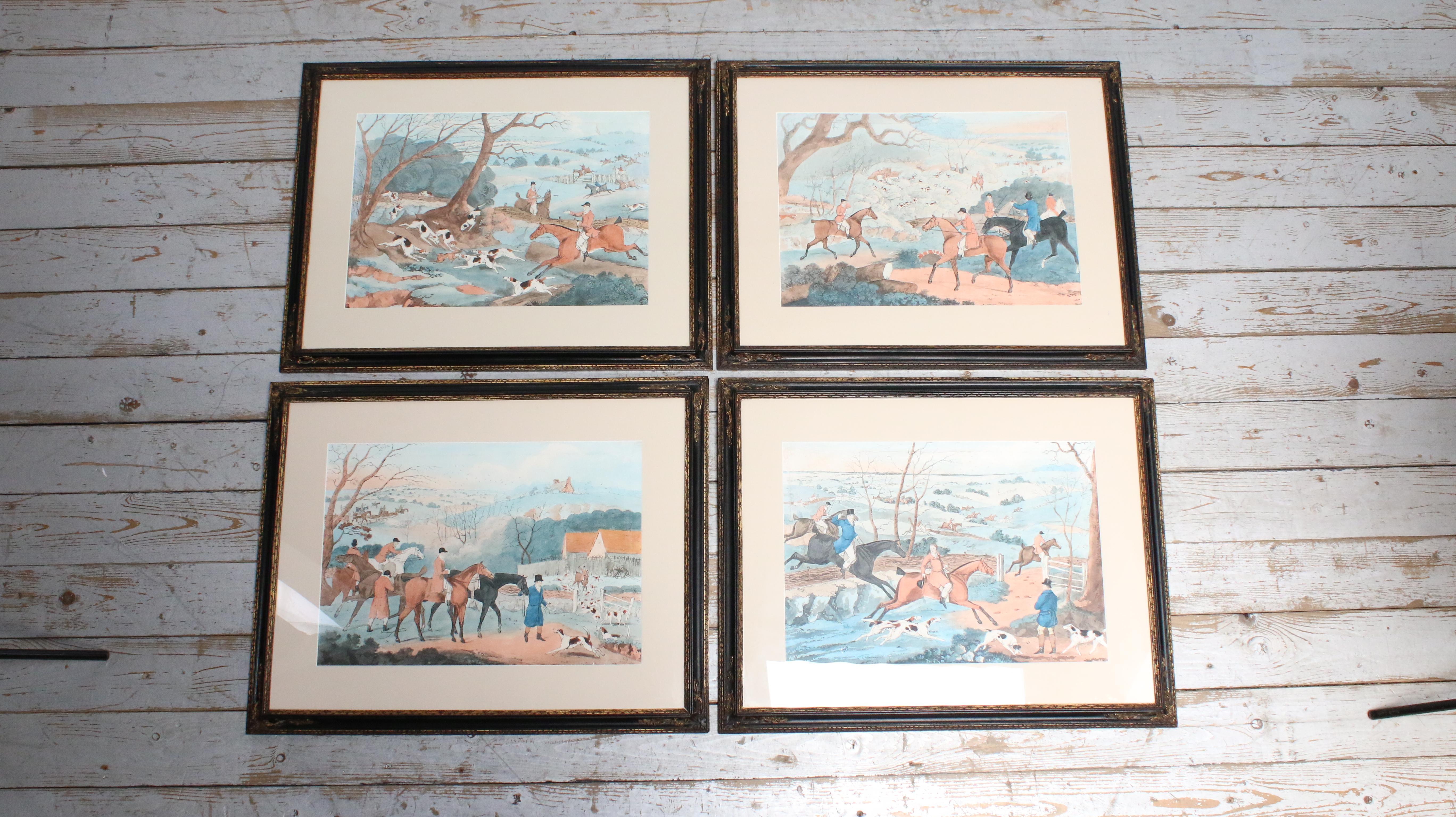 Ensemble de quatre estampes anciennes de chevaux et de chiens du 19ème siècle en vente 10