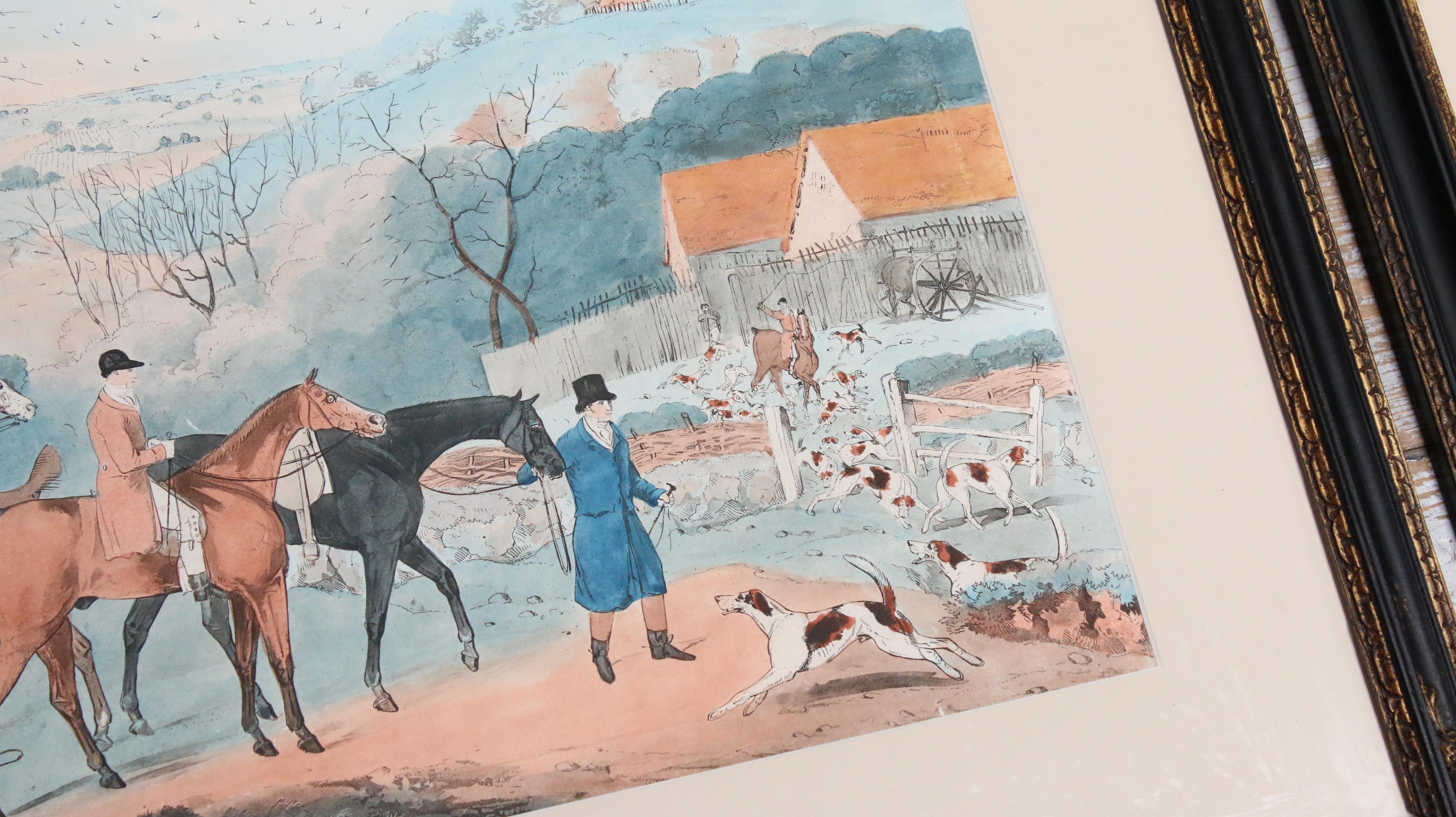 Ensemble de quatre estampes anciennes de chevaux et de chiens du 19ème siècle en vente 11
