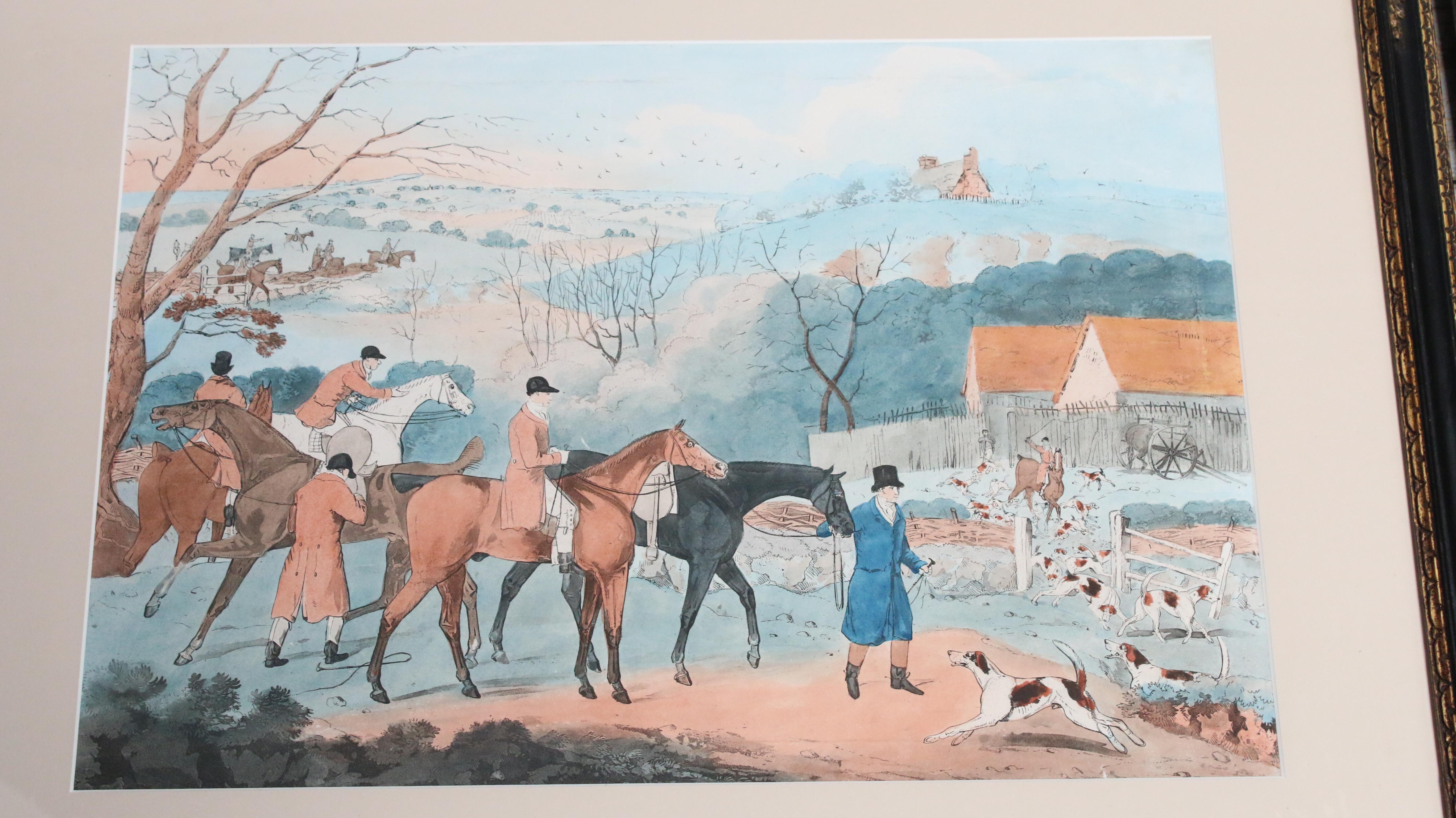 Ensemble de quatre estampes anciennes de chevaux et de chiens du 19ème siècle en vente 12