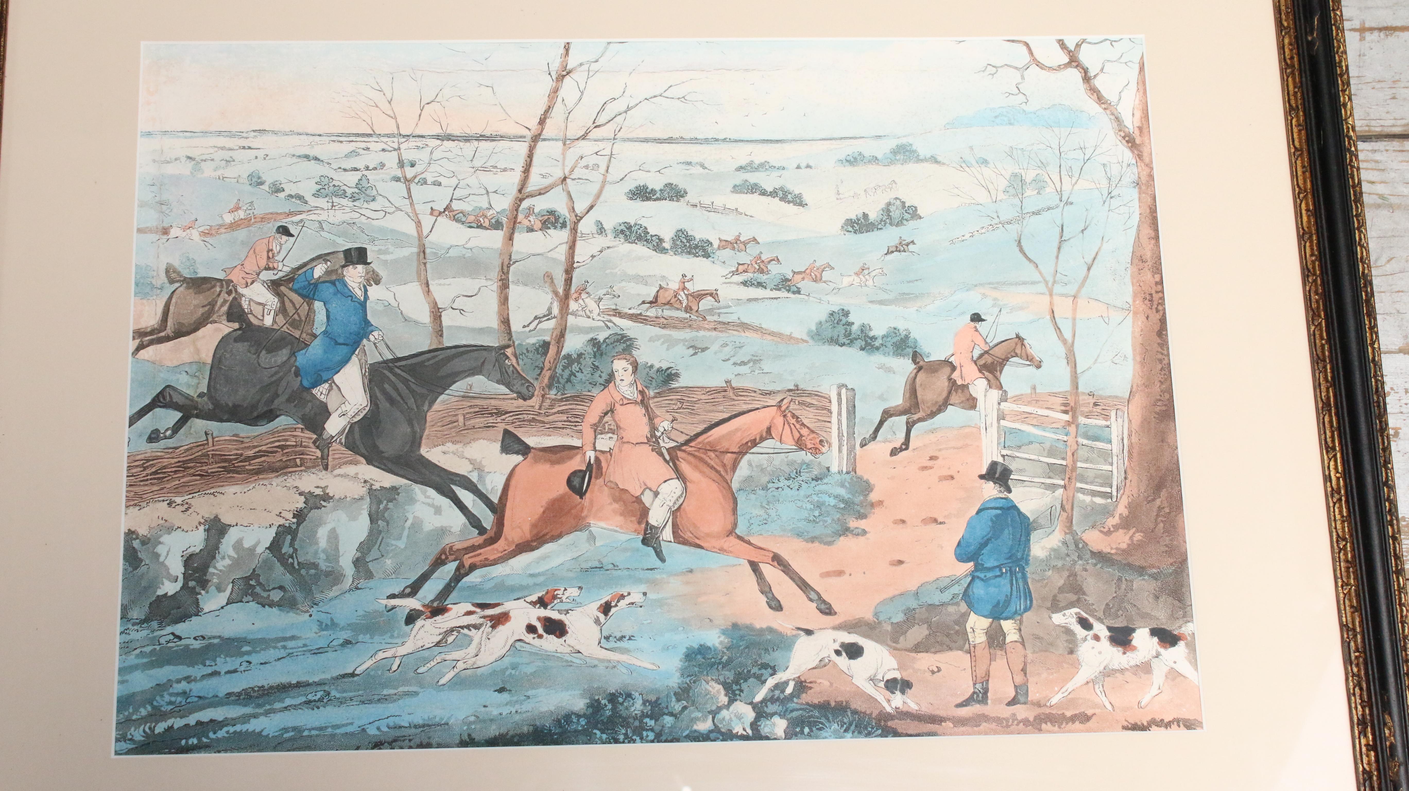 Ensemble de quatre estampes anciennes de chevaux et de chiens du 19ème siècle en vente 13