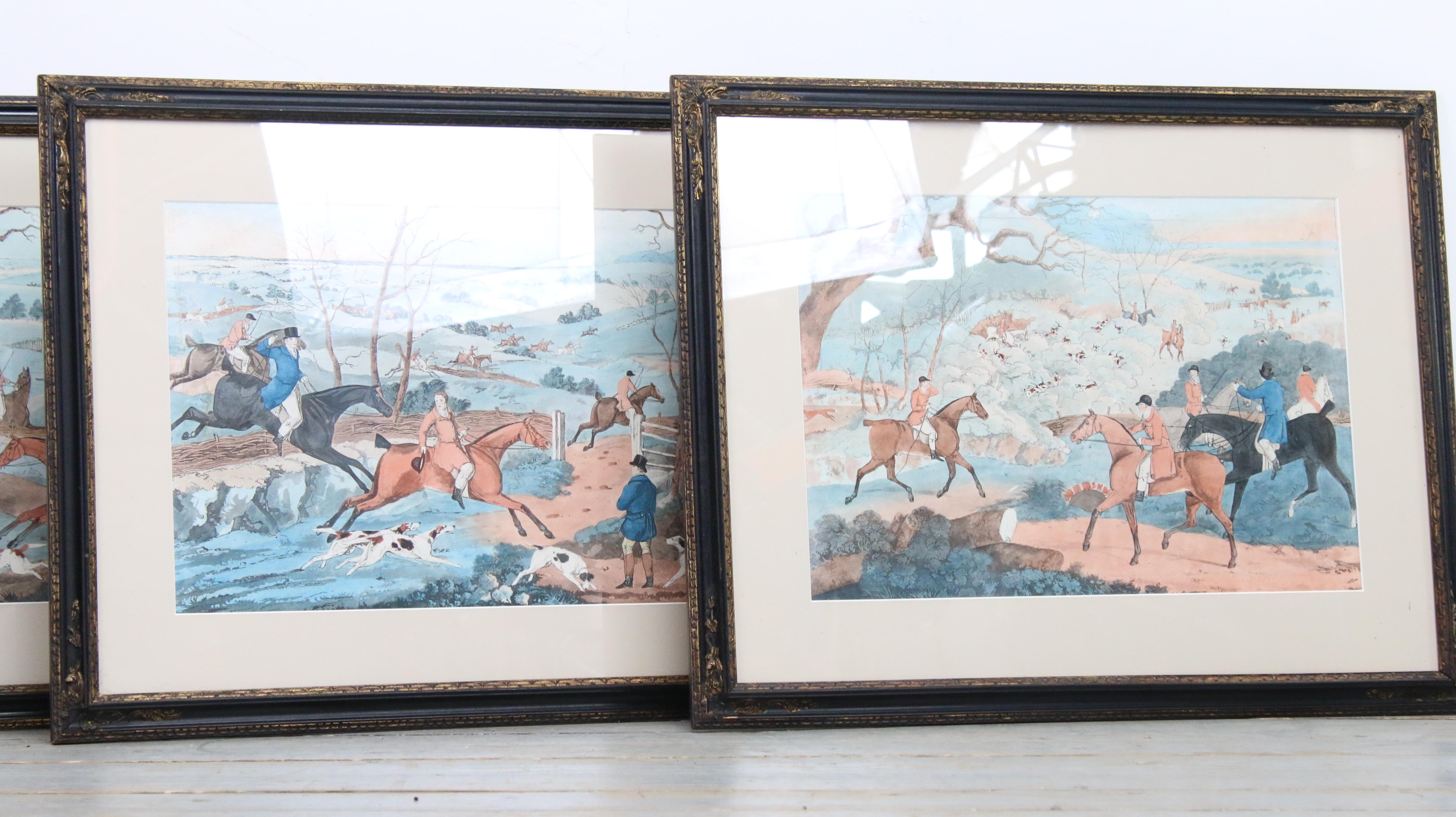 A Set of Four Antique 19th Century Horse and Hound Prints In Good Condition For Sale In STOKE ON TRENT, GB
