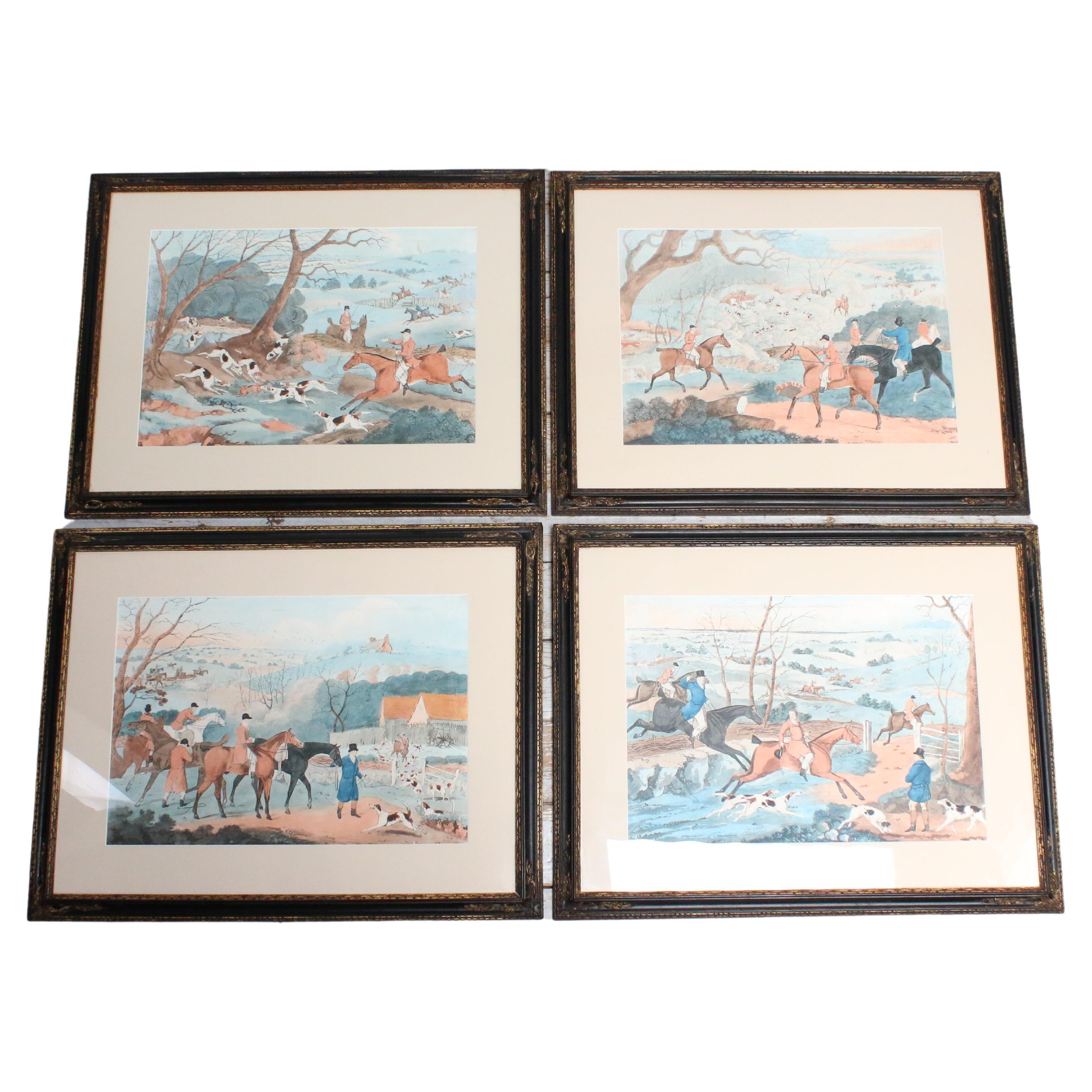 A Set of Four Antique 19th Century Horse and Hound Prints For Sale