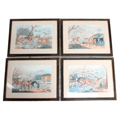 A Set of Four Antique 19th Century Horse and Hound Prints